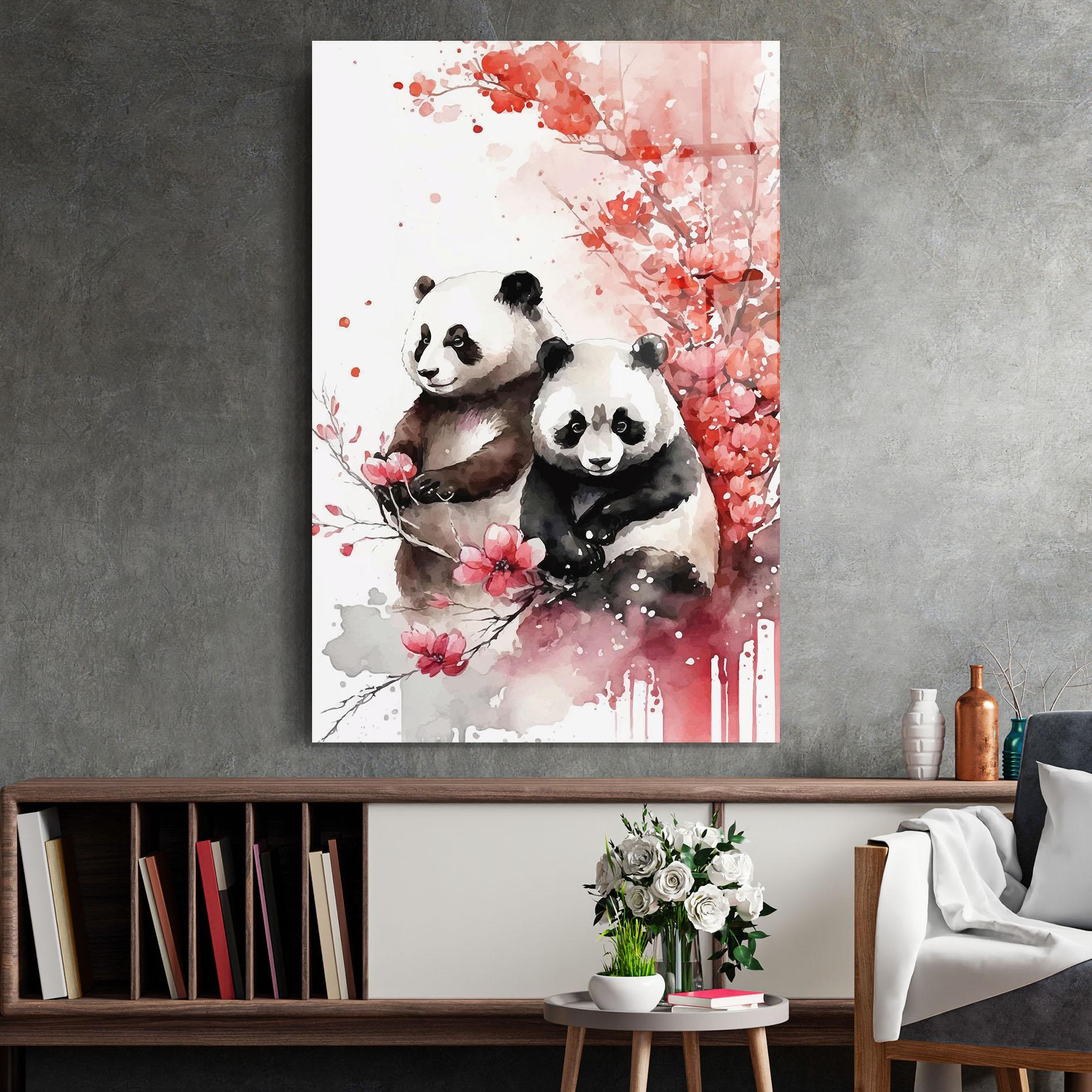 Glasbild Blossom Panda mockup 2