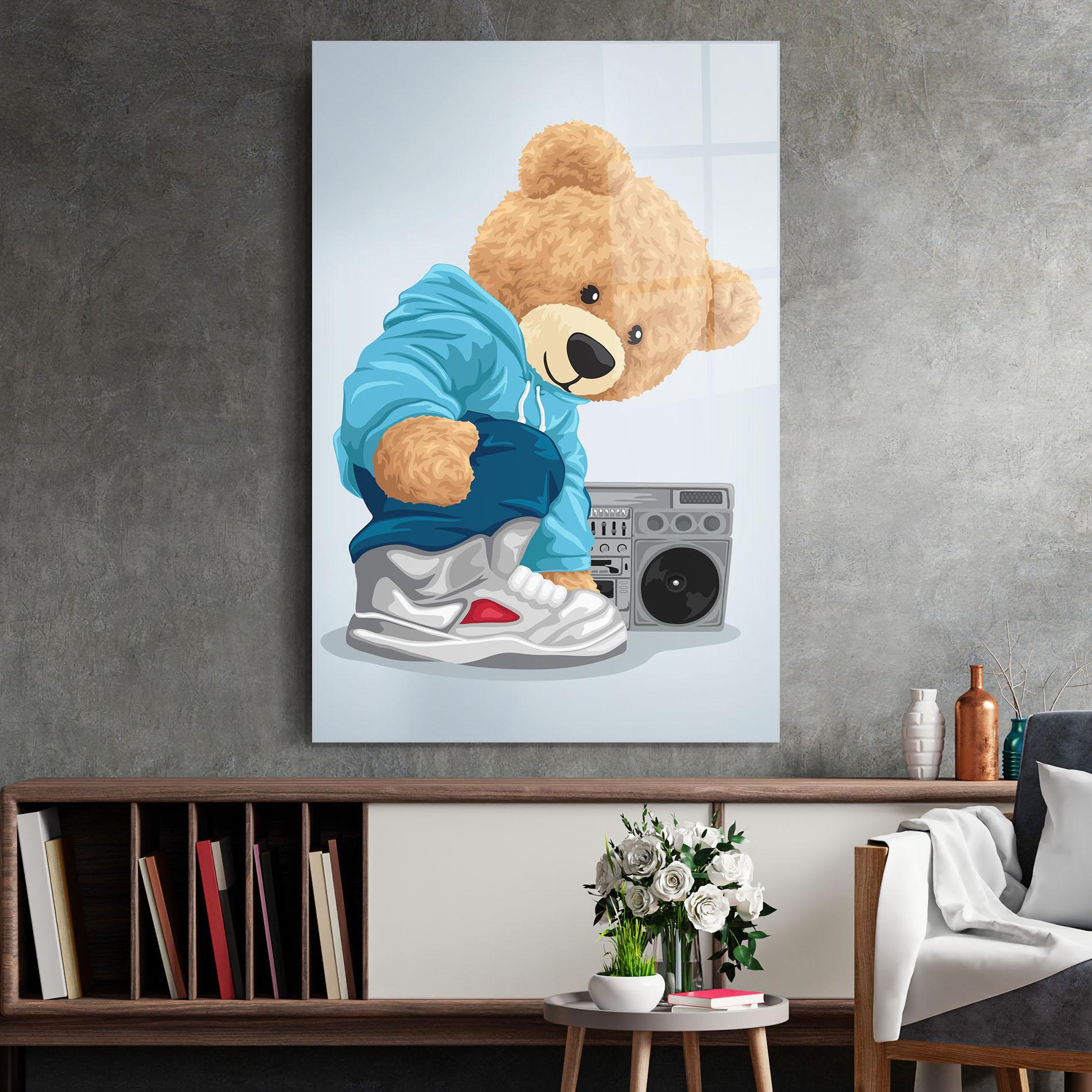 Glasbild Blue Dressed Bear mockup 2