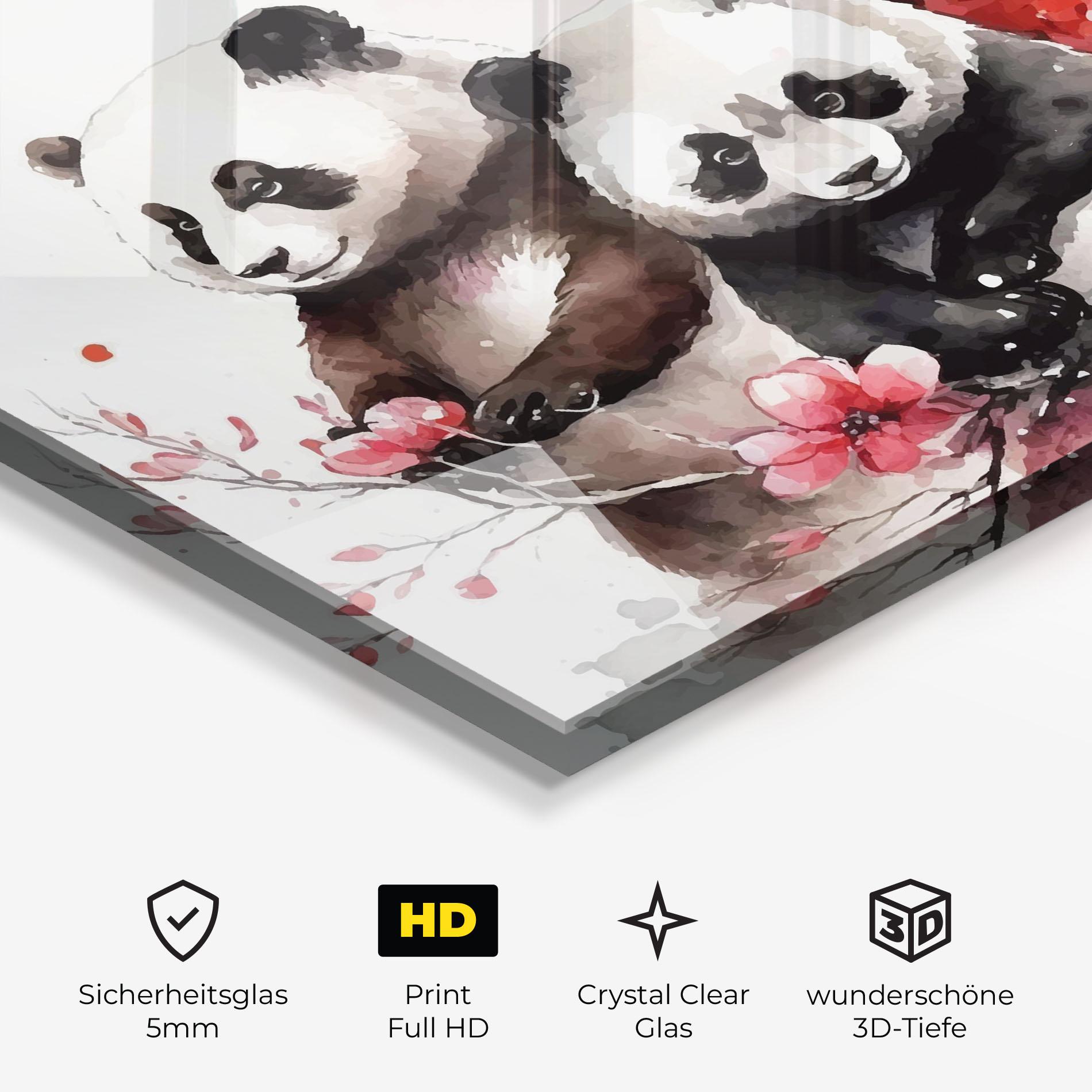 Glasbild Blossom Panda mockup 3