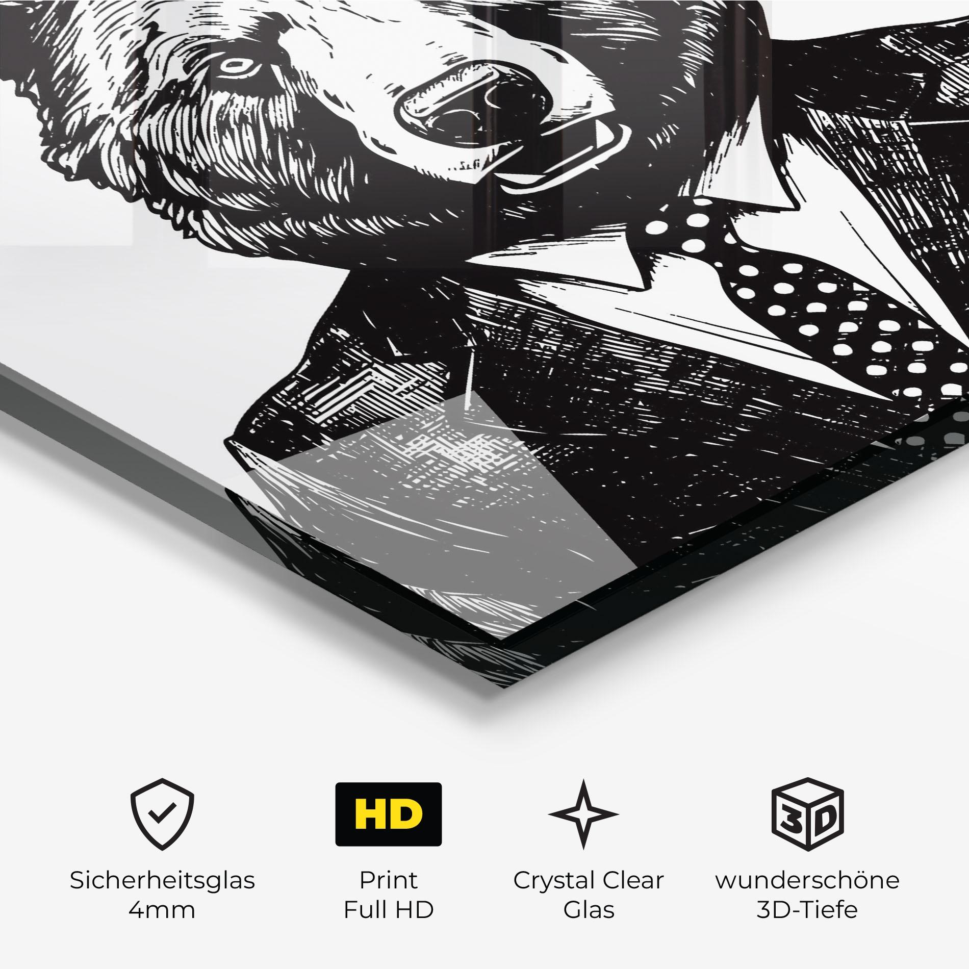 Glasbild Bear In Suit mockup 3