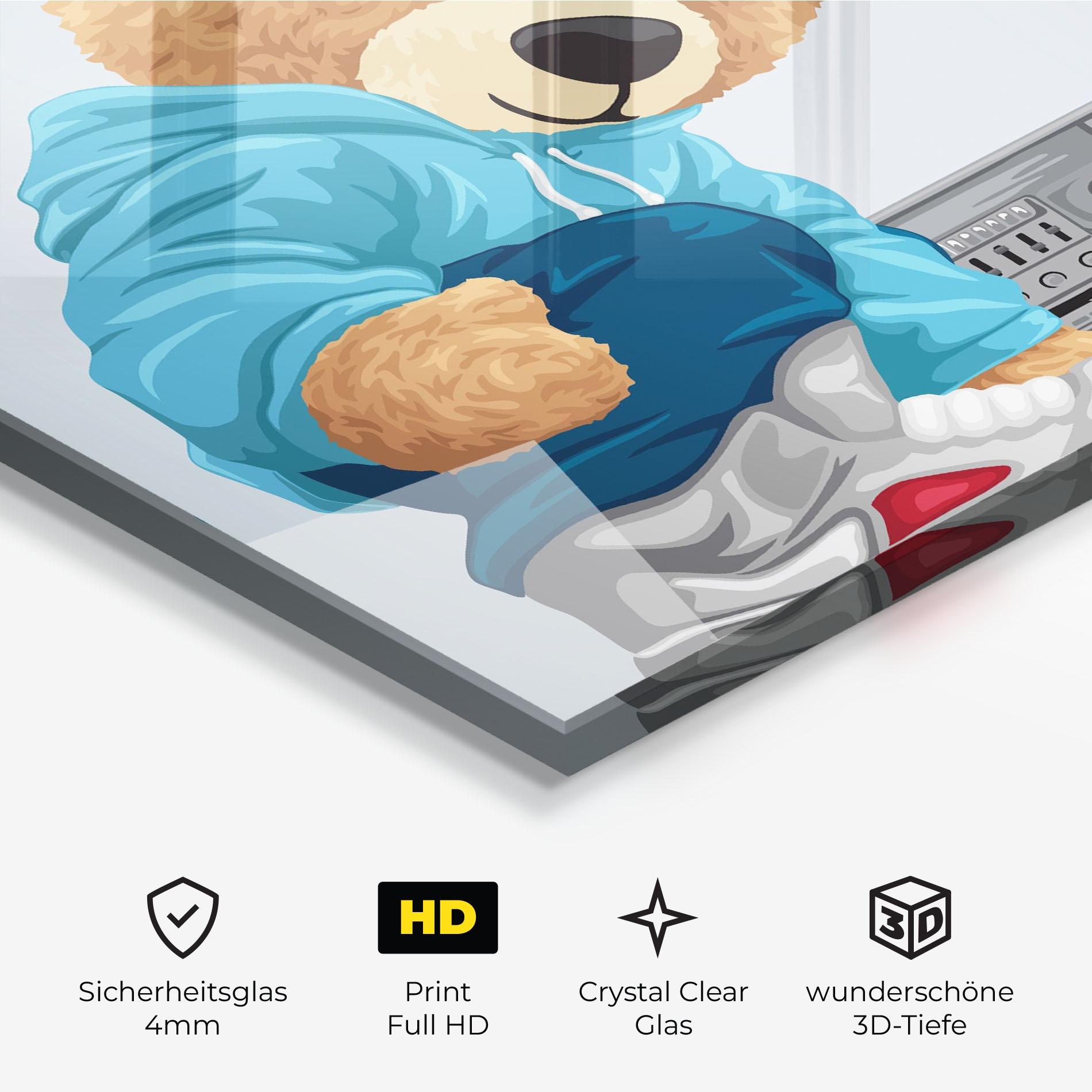 Glasbild Blue Dressed Bear mockup 3