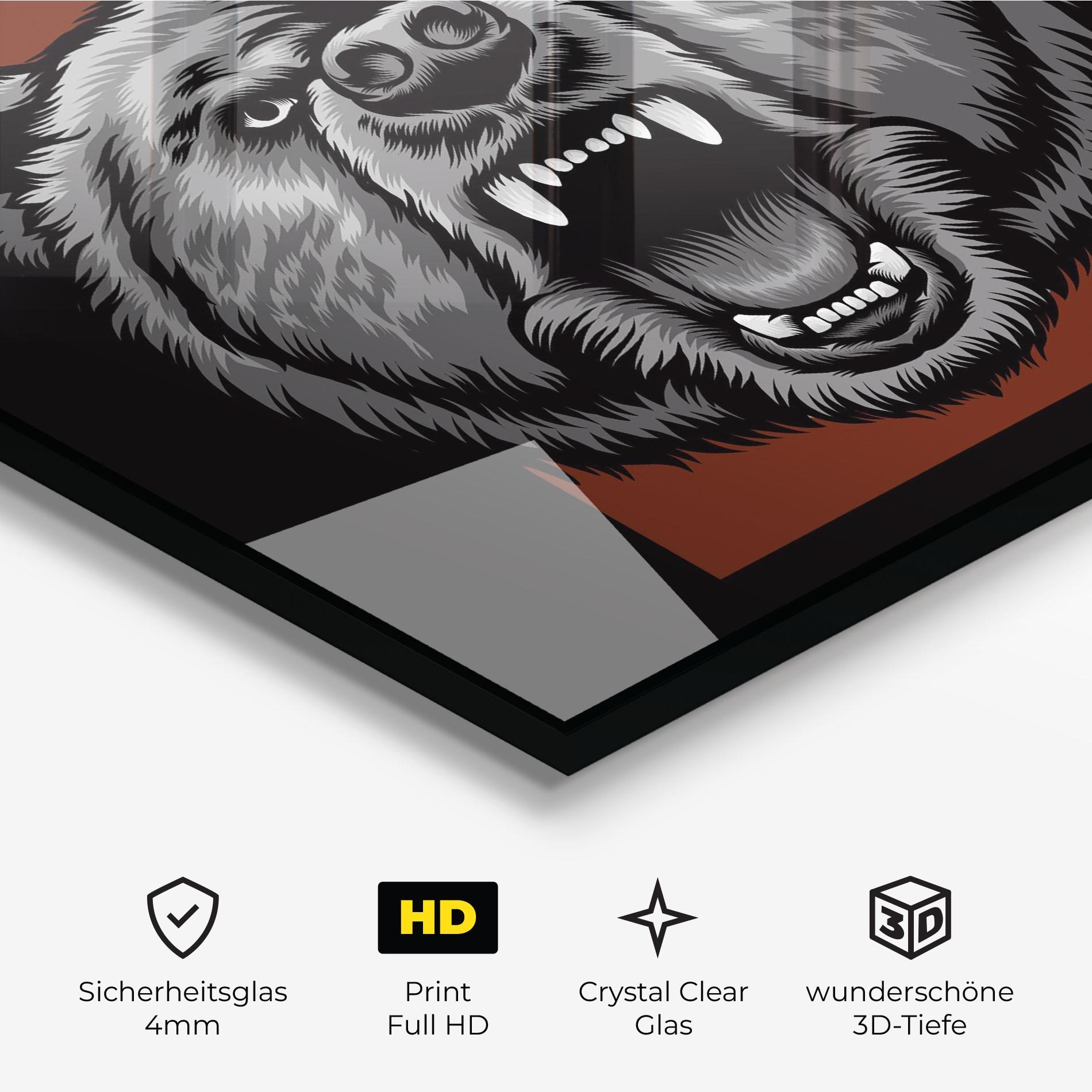 Glasbild Grey Bear Head mockup 3