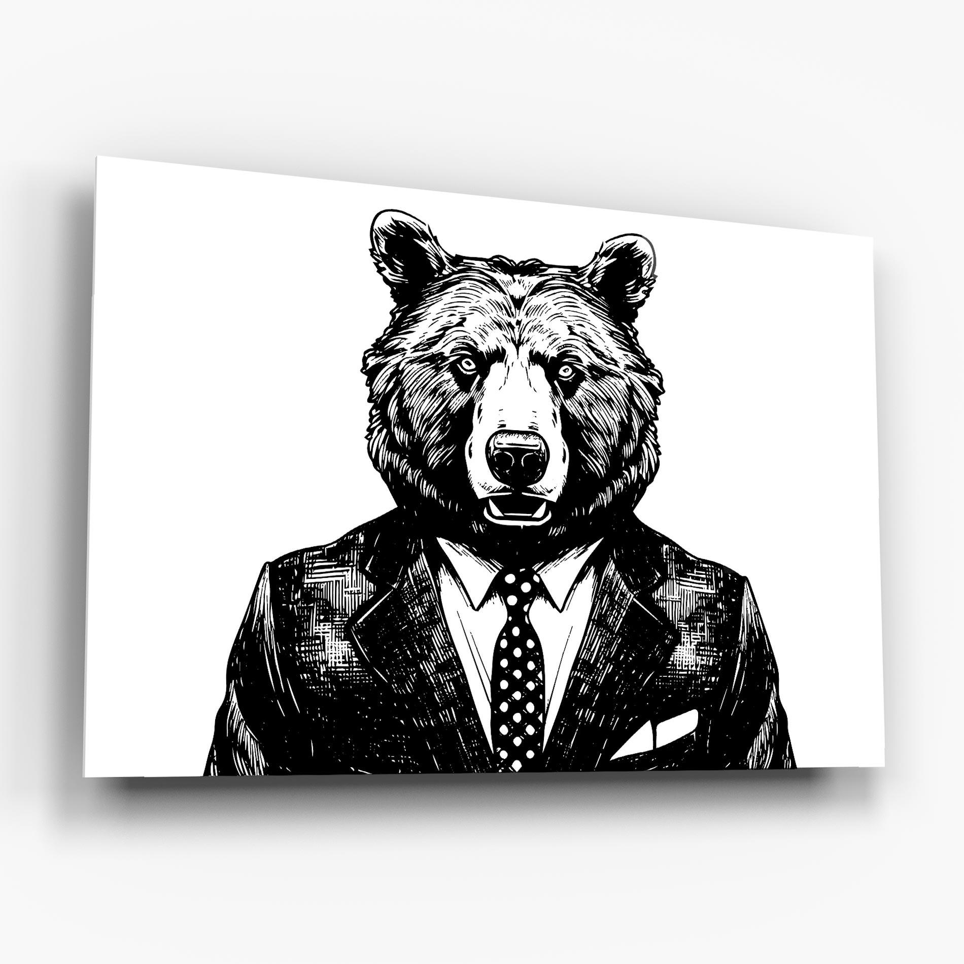 Glasbild Bear In Suit mockup 6