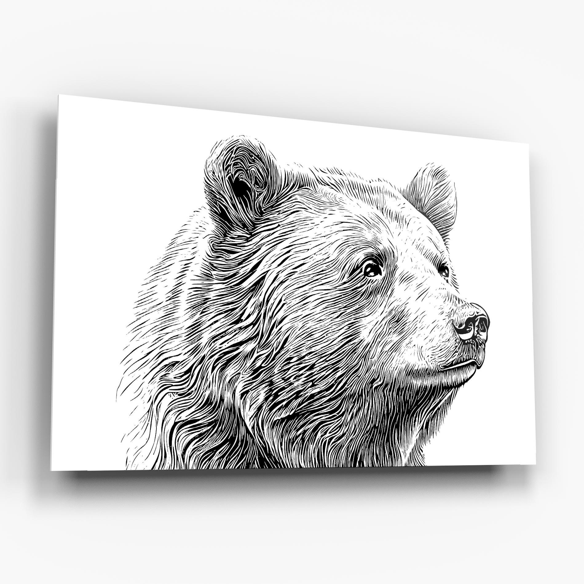 Glasbild Bear Portrait Line mockup 6