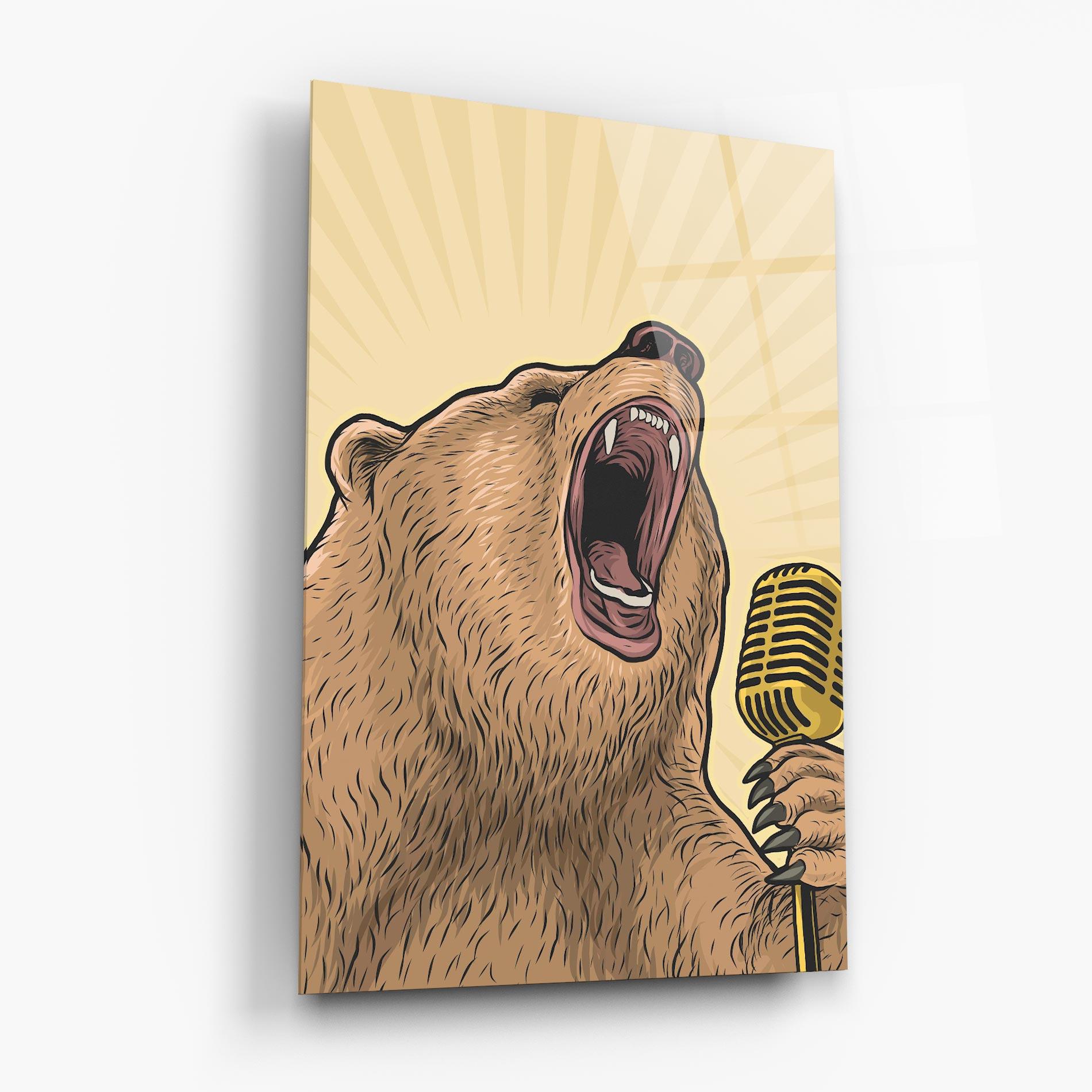Glasbild Bear Singing mockup 6