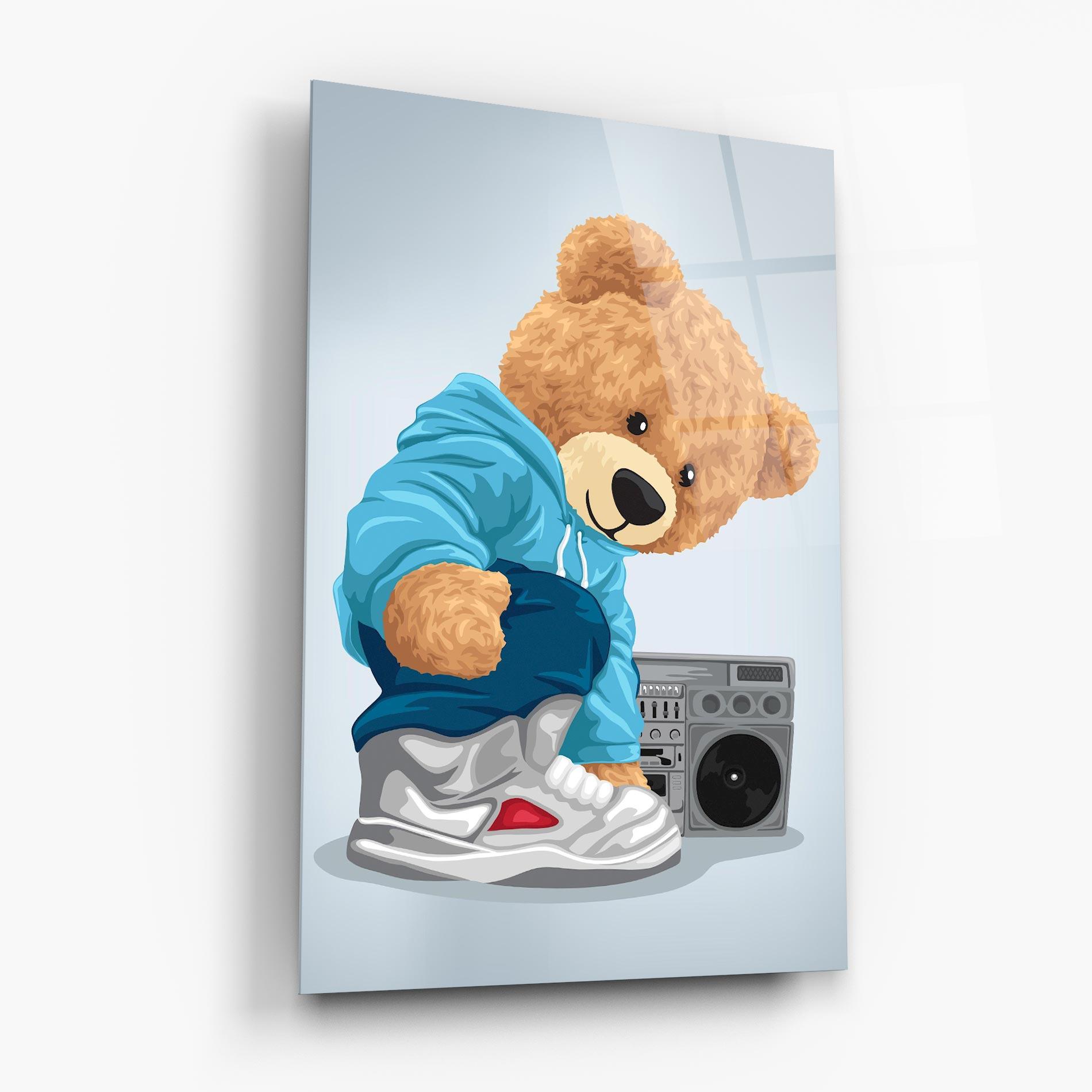 Glasbild Blue Dressed Bear mockup 6