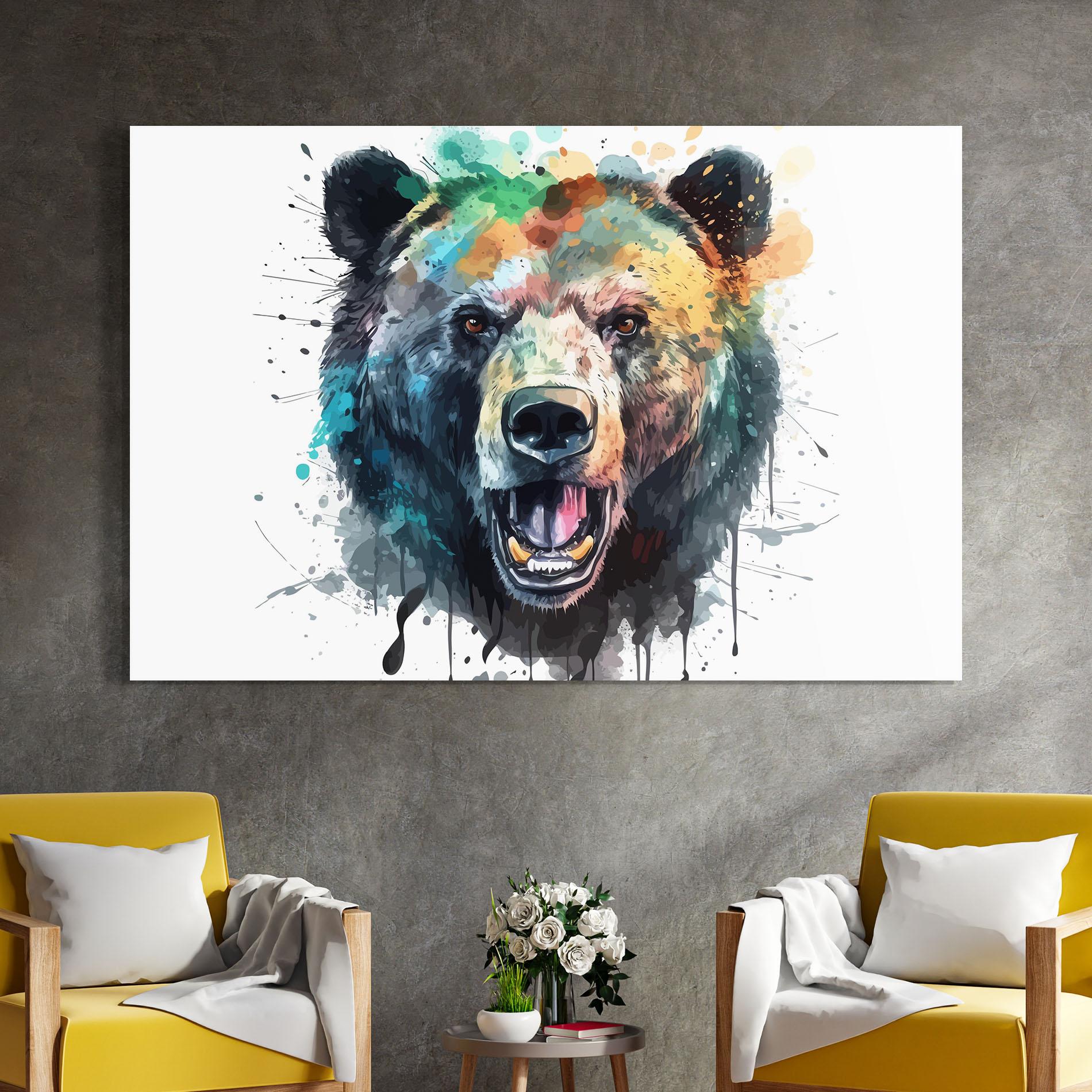 Glasbild Artistic Bear Head mockup 4