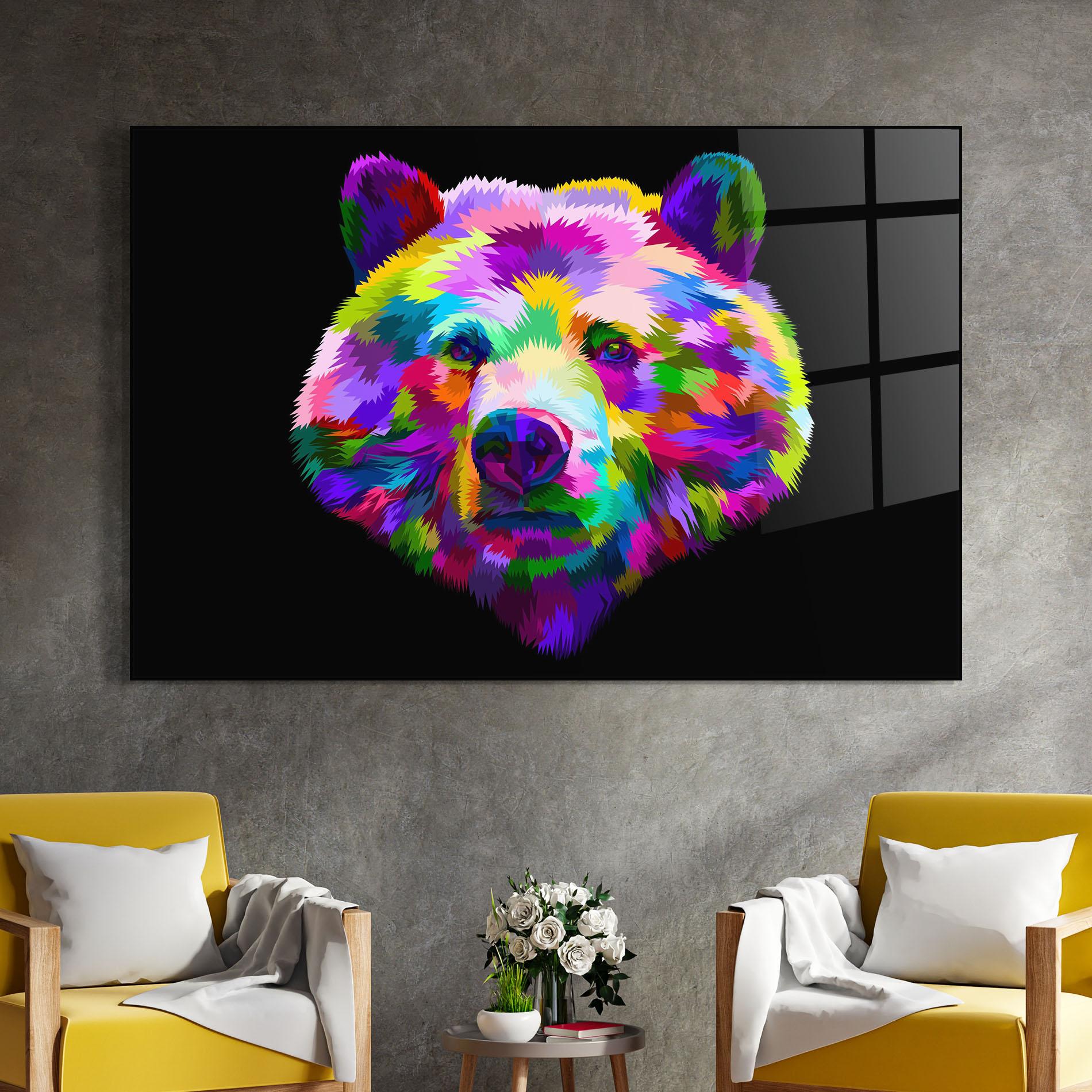 Glasbild Bear Head Art mockup 4