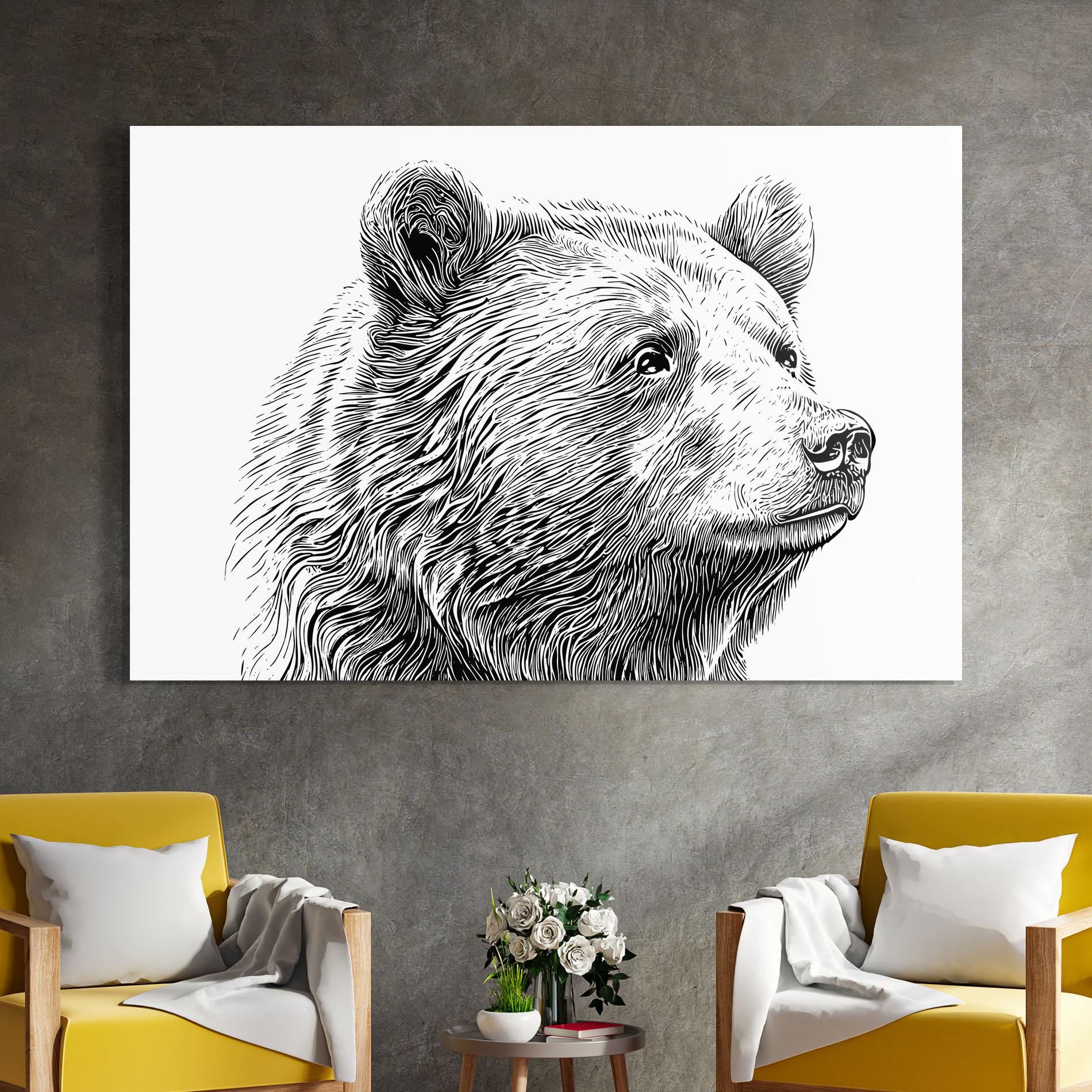 Glasbild Bear Portrait Line mockup 4