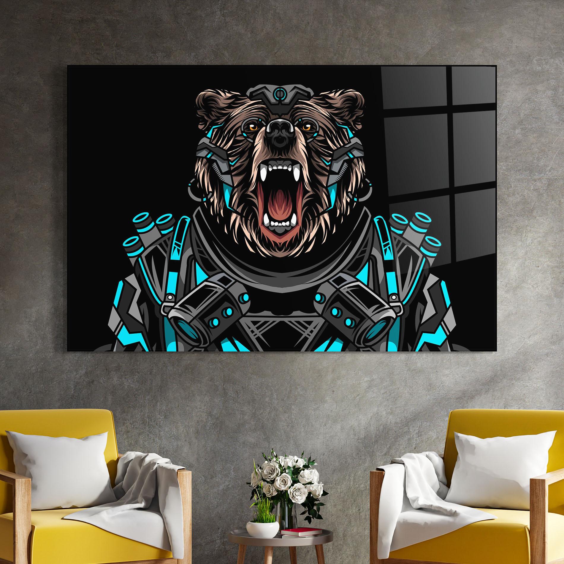 Glasbild Black Cyborg Bear mockup 4
