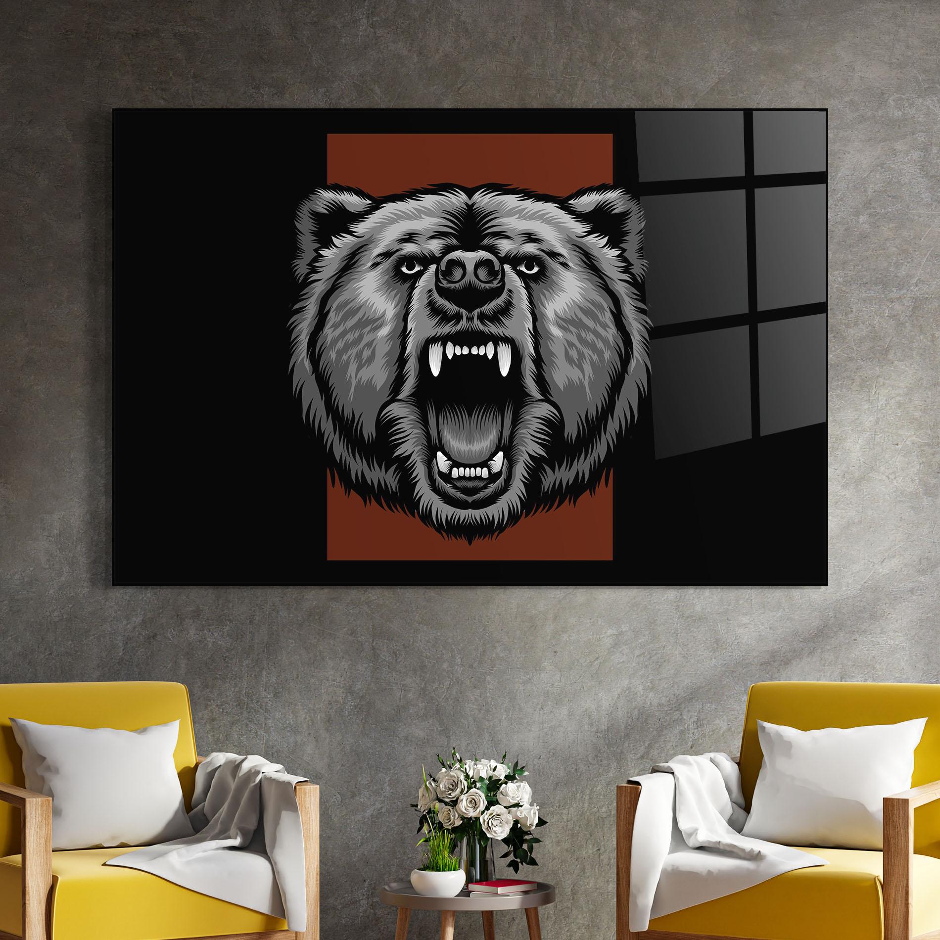 Glasbild Grey Bear Head mockup 4