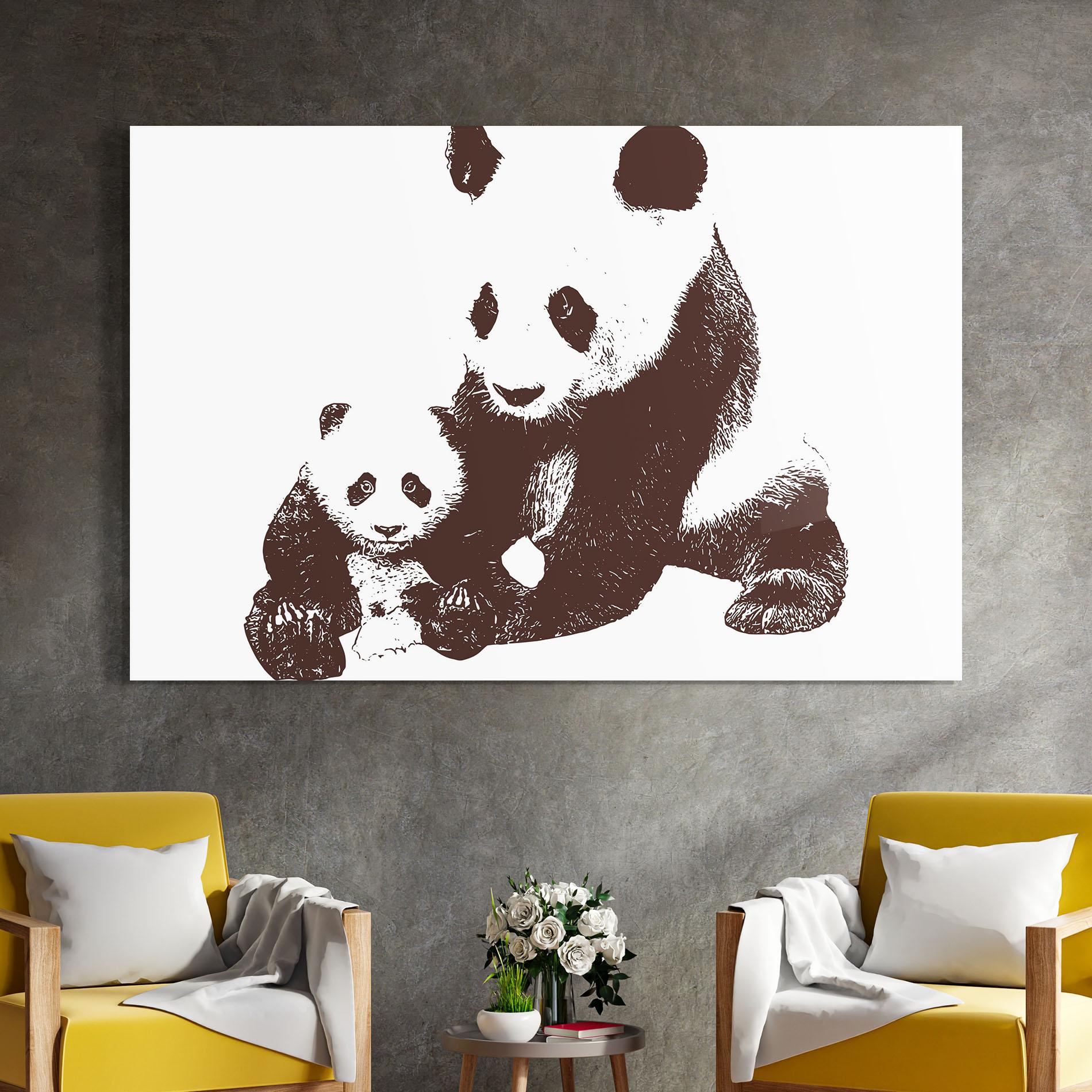 Glasbild Panda Art Family mockup 4