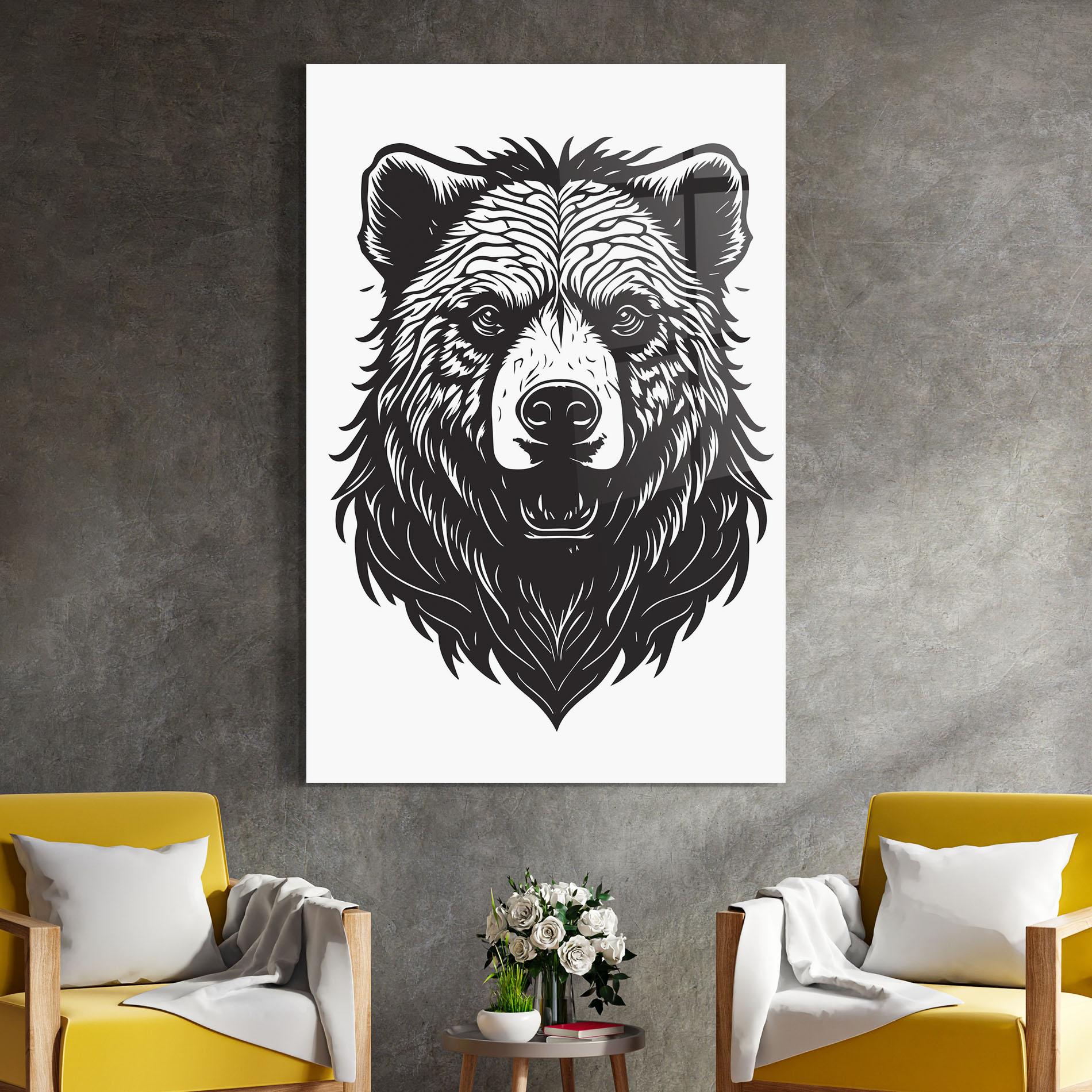 Glasbild Bear Black Head mockup 4