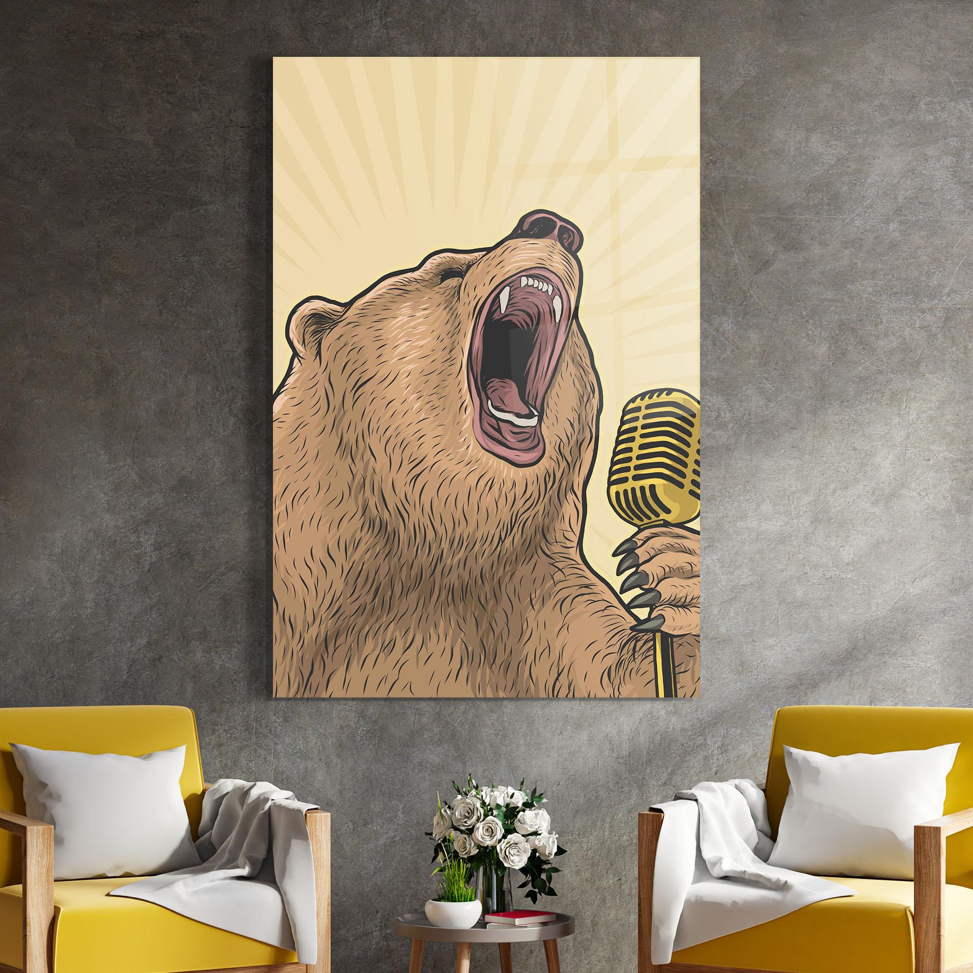 Glasbild Bear Singing mockup 4