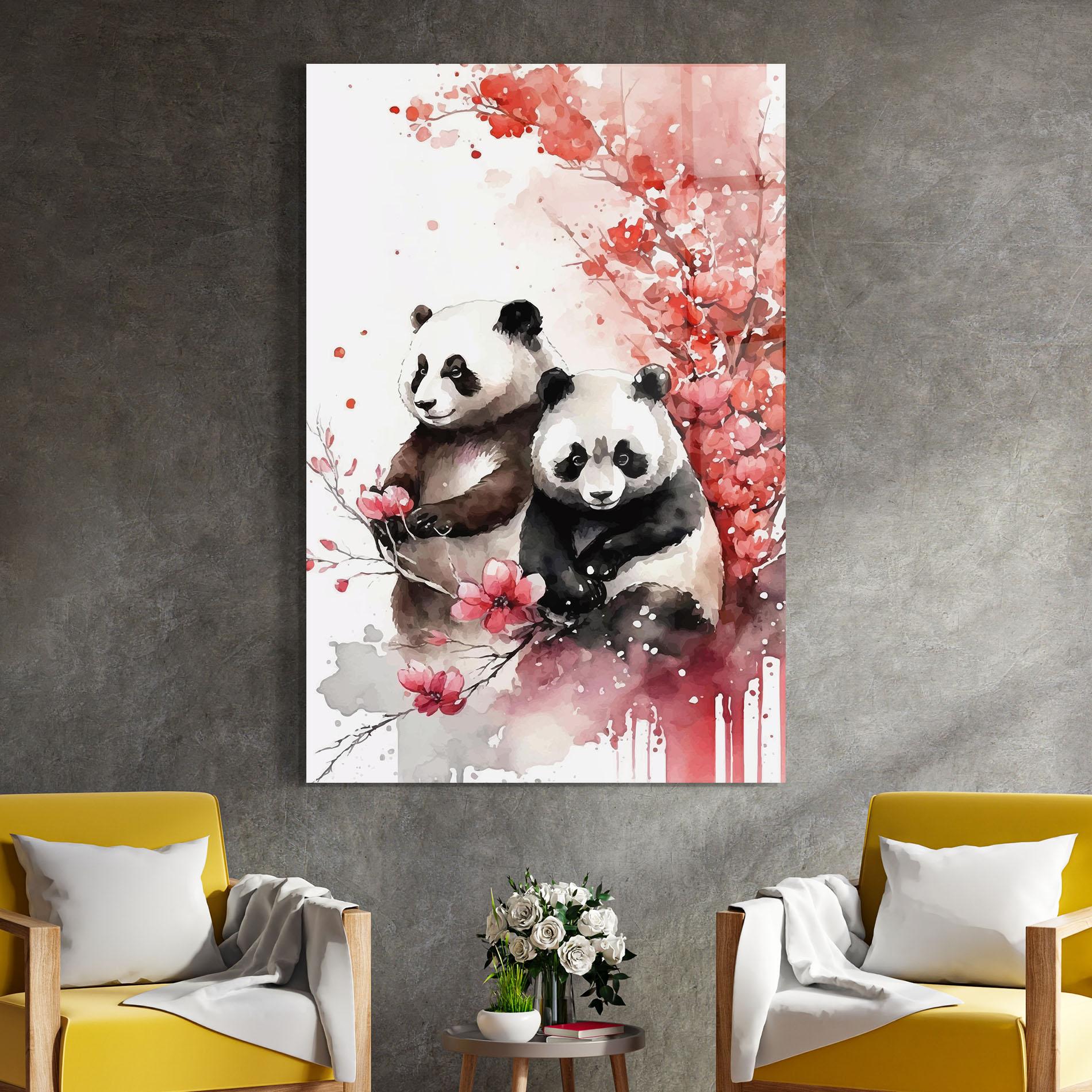 Glasbild Blossom Panda mockup 4