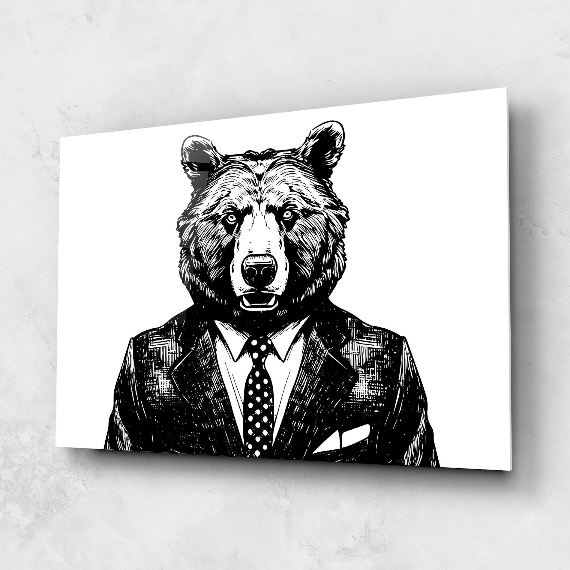 Glasbild Bear In Suit mockup 1