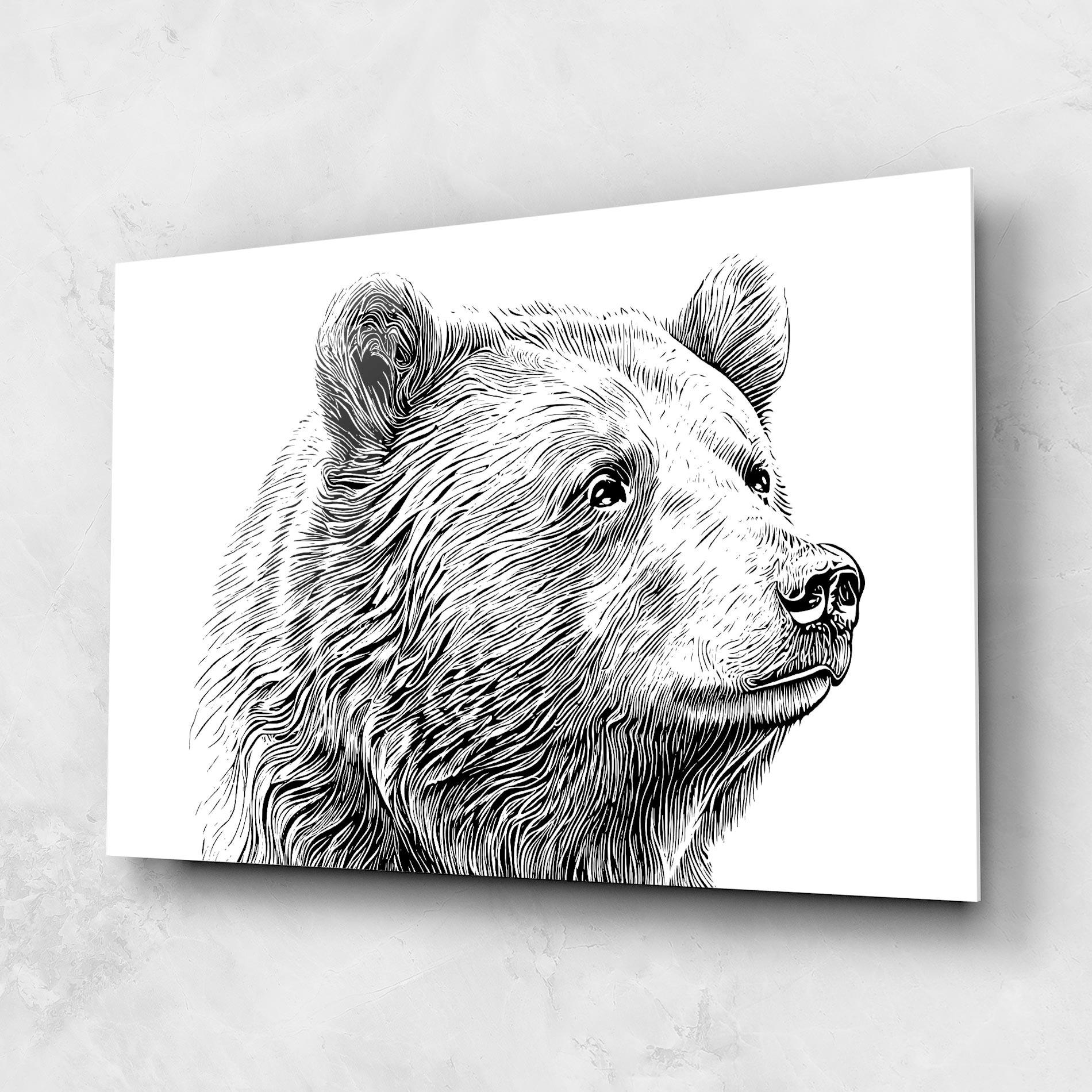 Glasbild Bear Portrait Line mockup 1