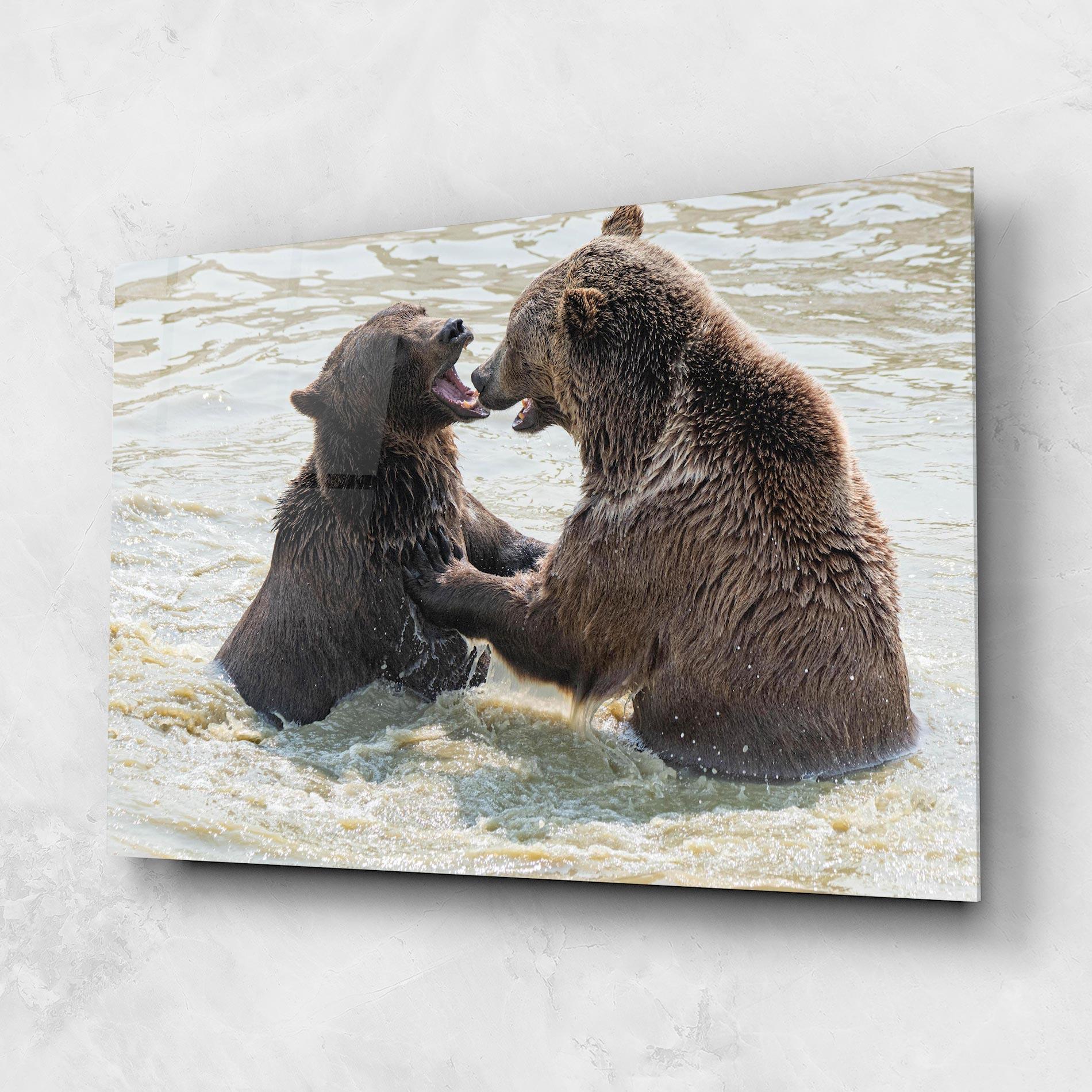 Glasbild Bears Fighting mockup 1