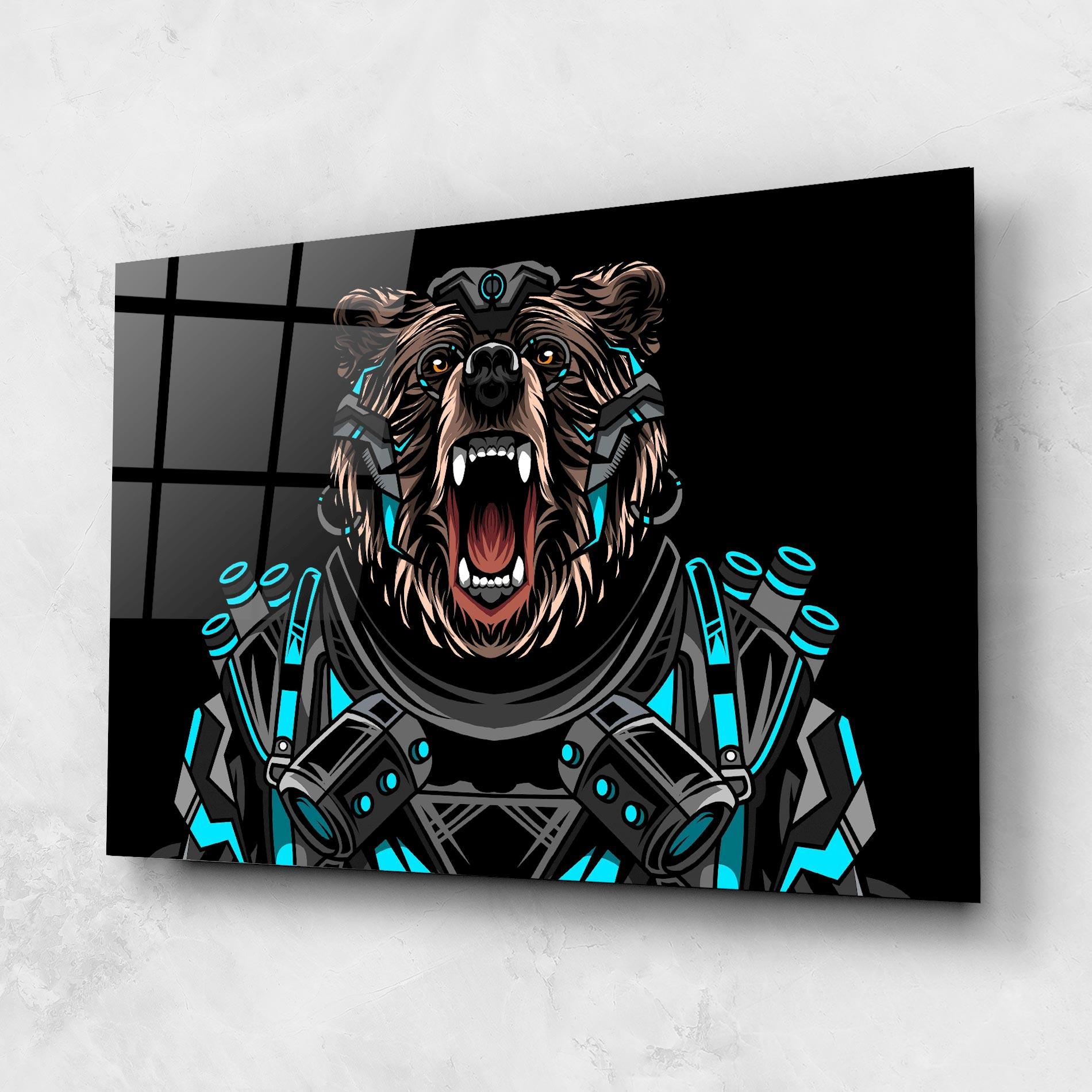Glasbild Black Cyborg Bear mockup 1