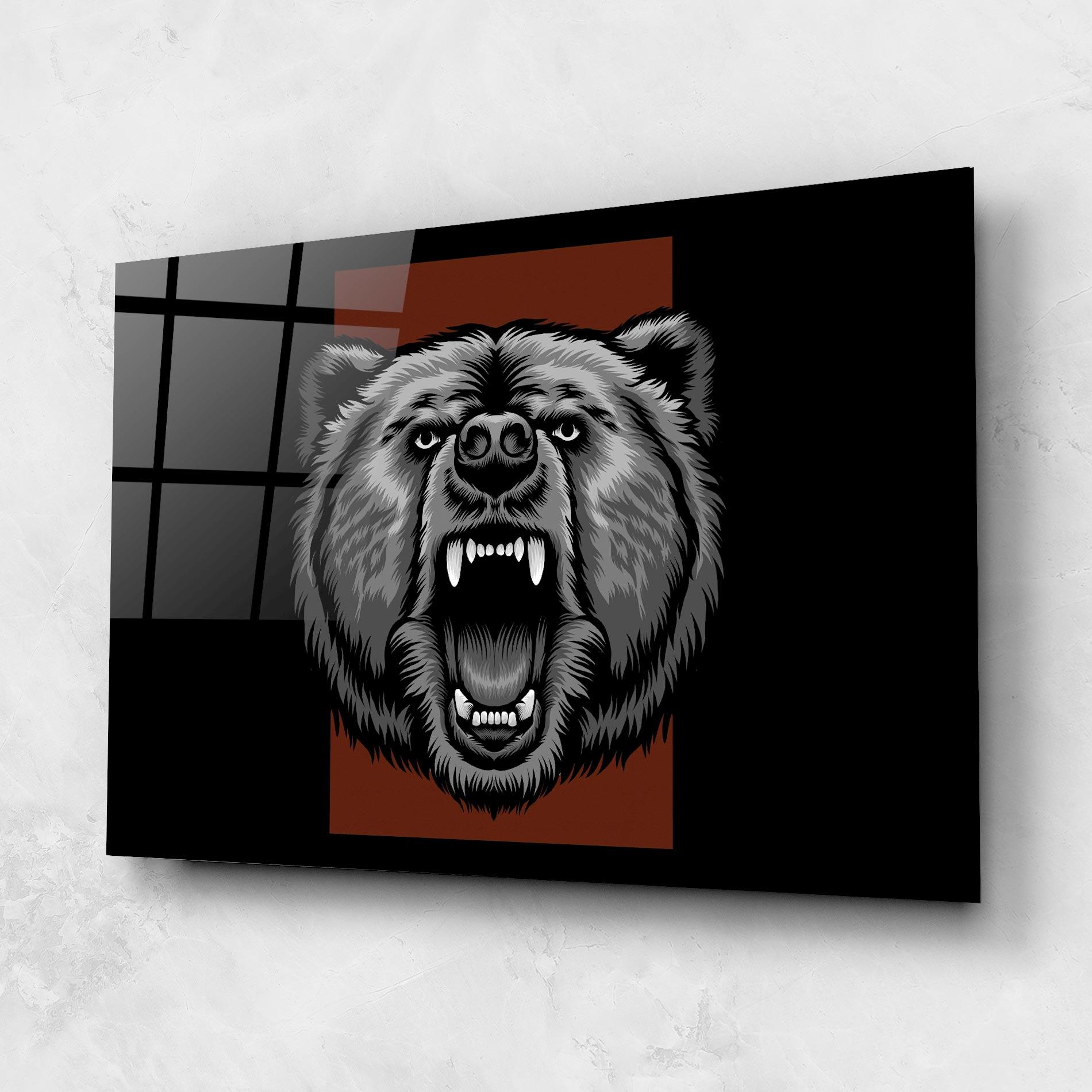 Glasbild Grey Bear Head mockup 1