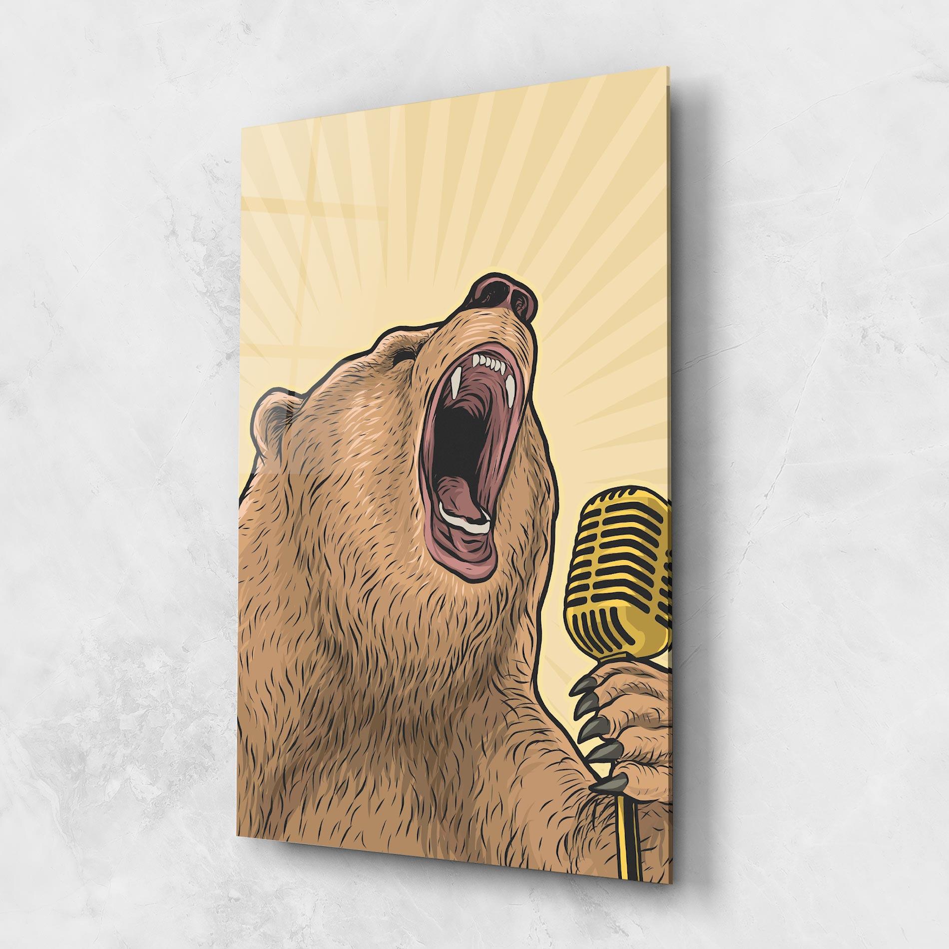 Glasbild Bear Singing mockup 1