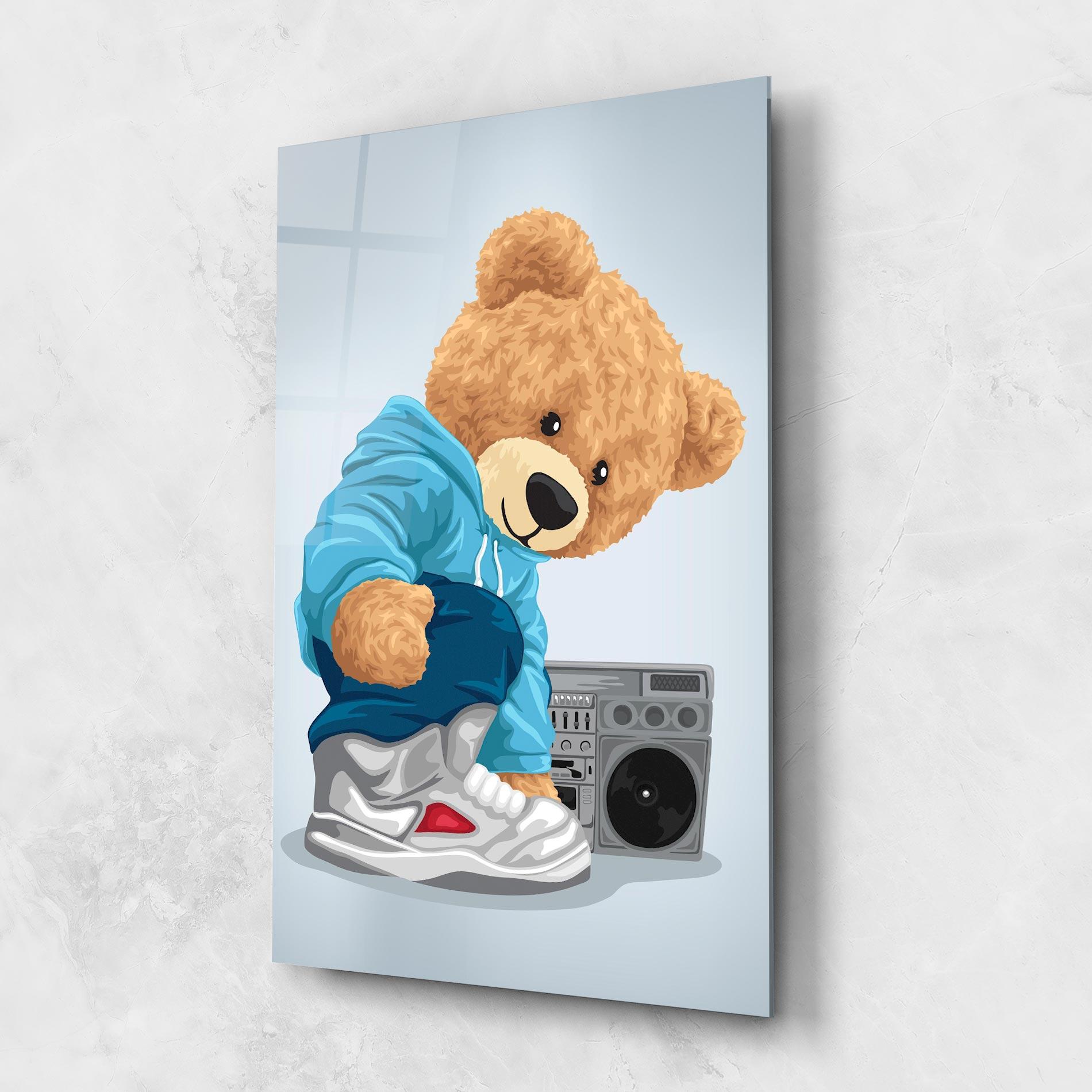 Glasbild Blue Dressed Bear mockup 1
