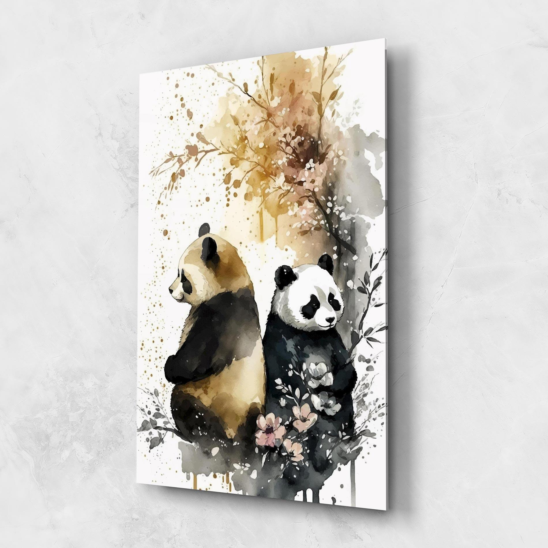 Glasbild Gold Panda Art mockup 1