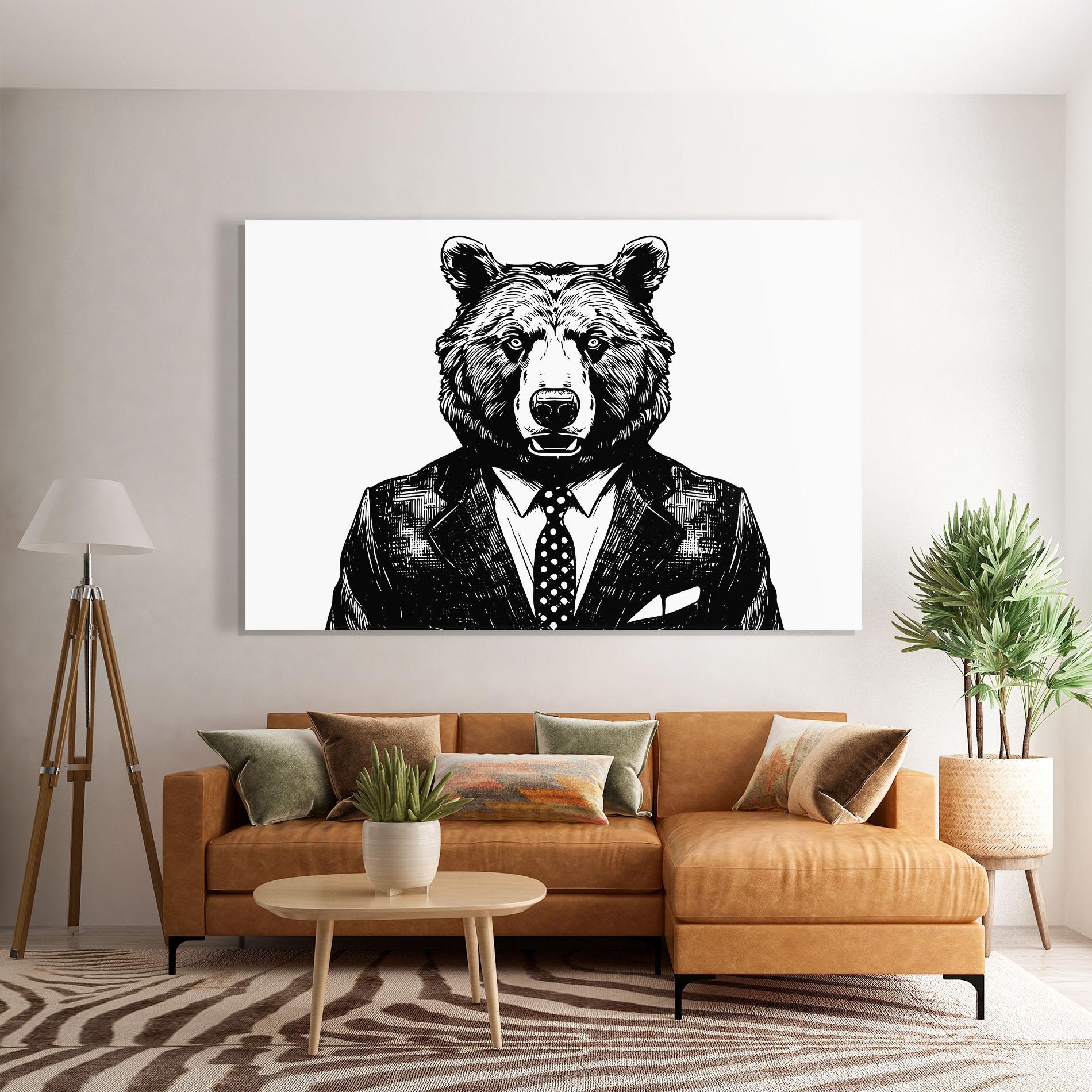 Glasbild Bear In Suit mockup 7