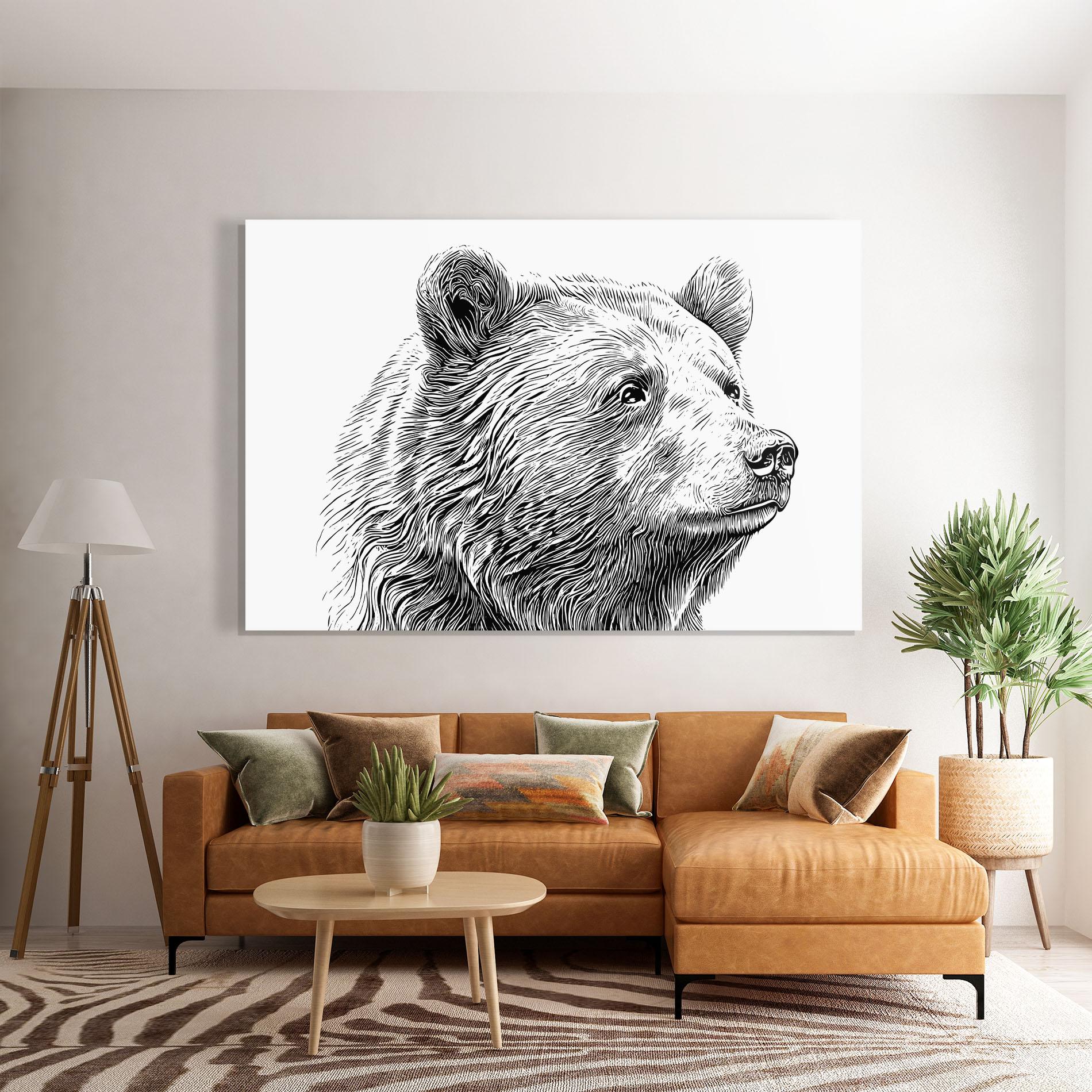 Glasbild Bear Portrait Line mockup 7