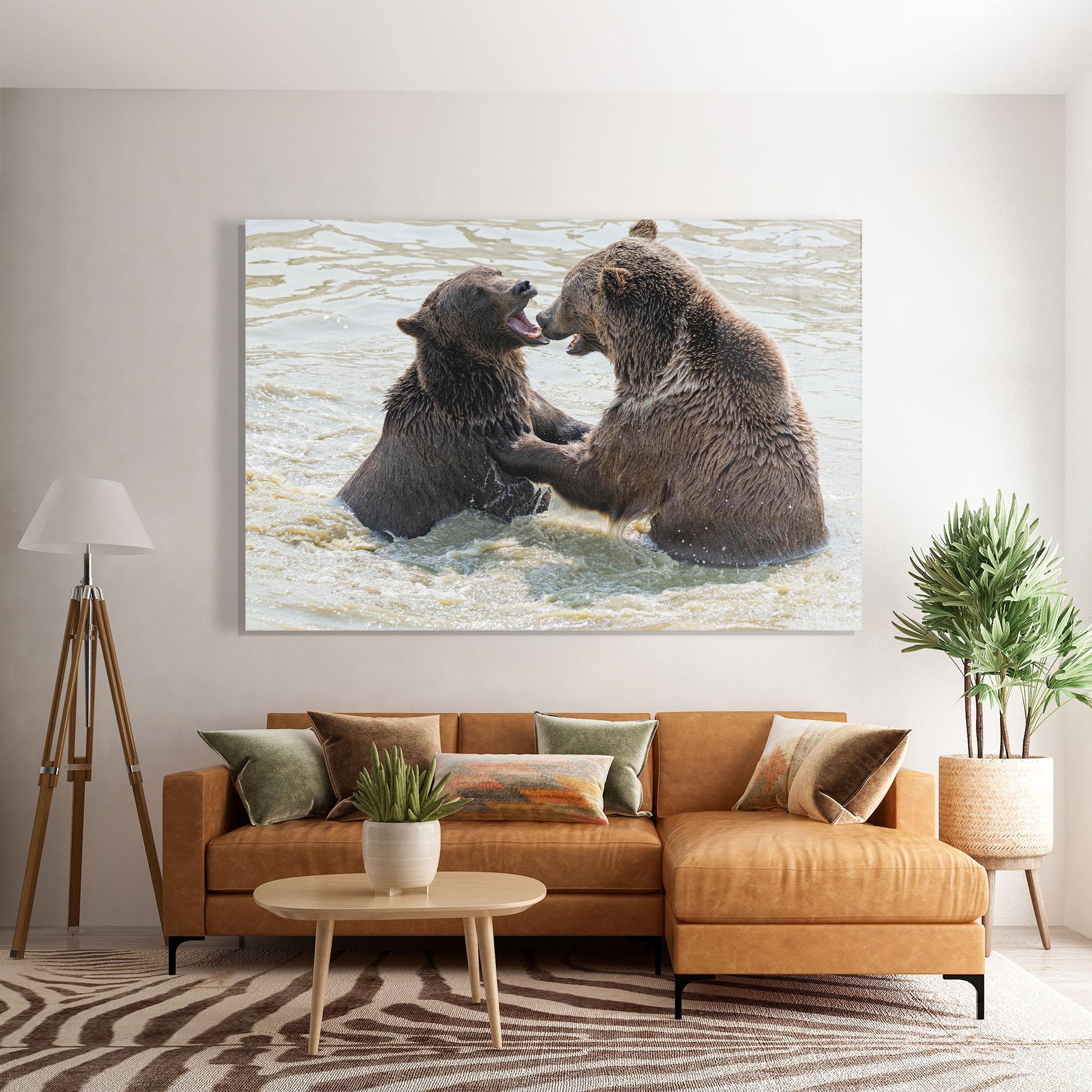 Glasbild Bears Fighting mockup 7