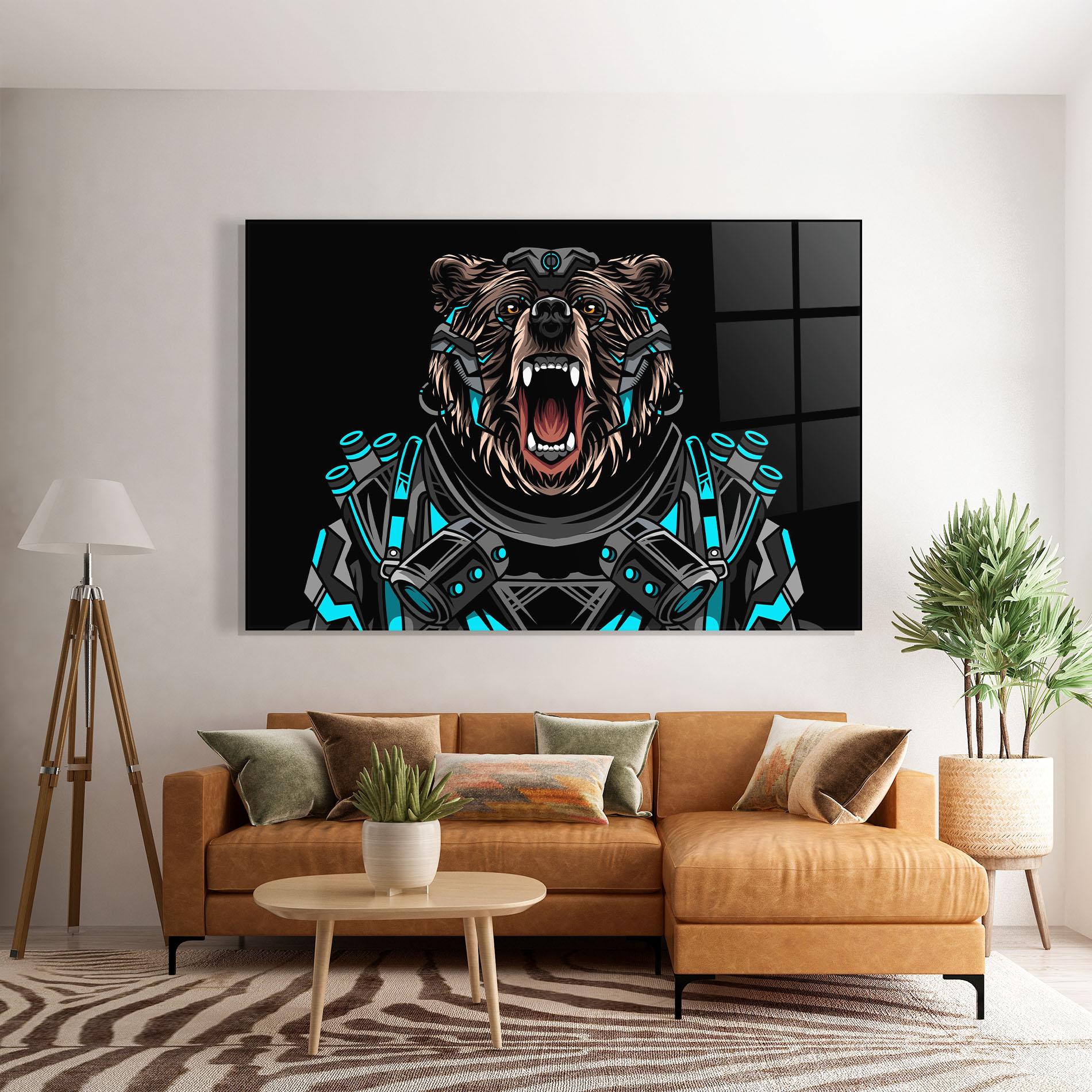 Glasbild Black Cyborg Bear mockup 7