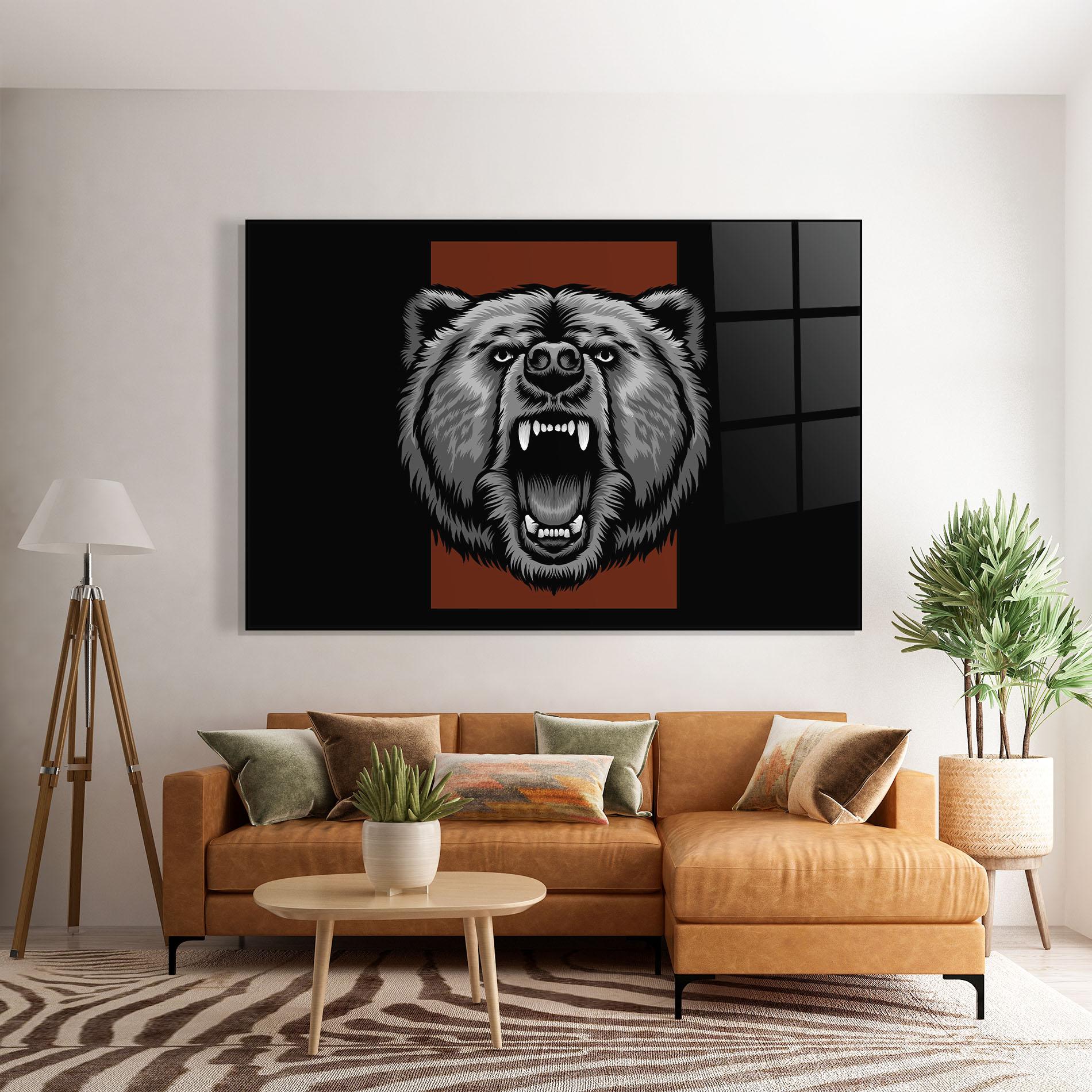 Glasbild Grey Bear Head mockup 7