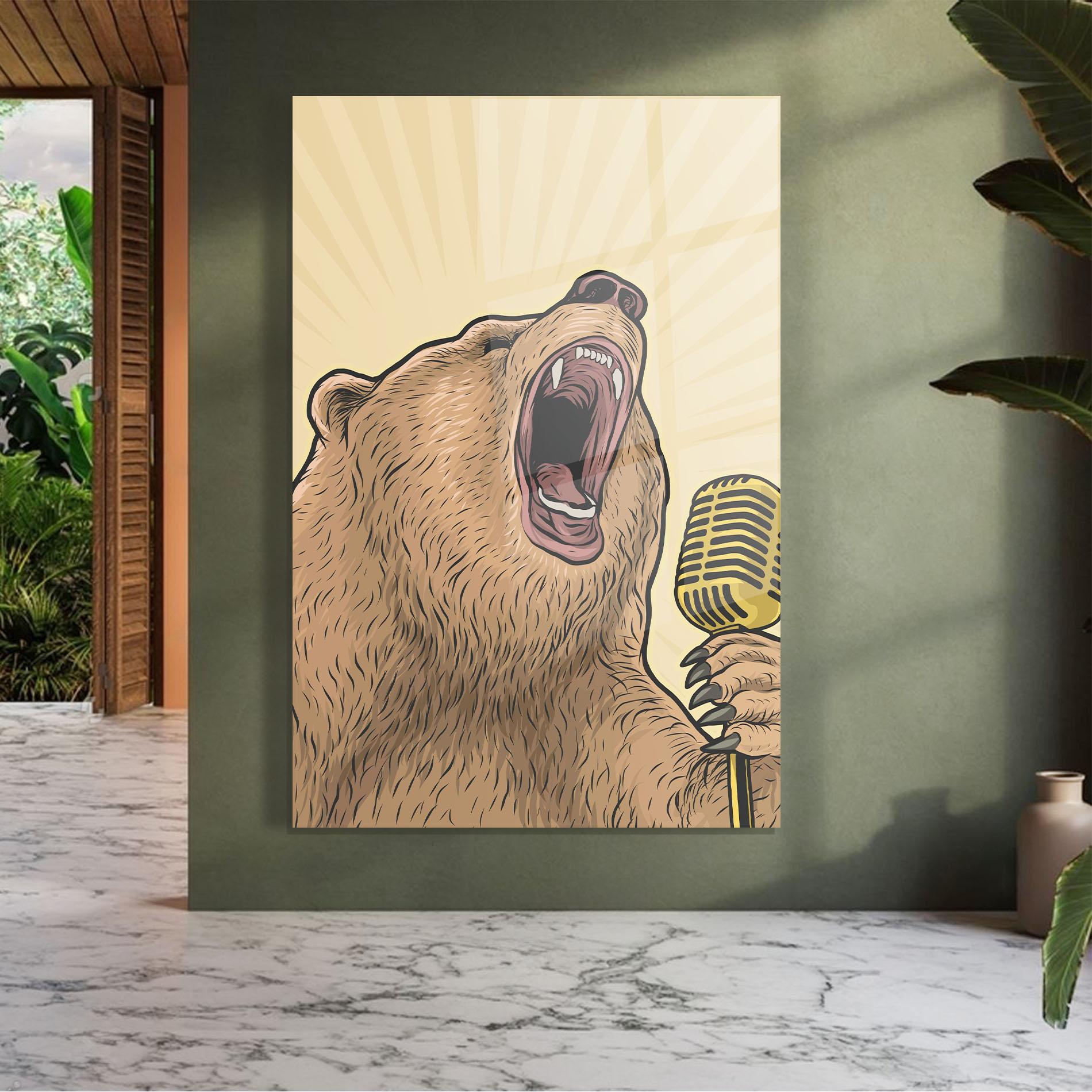 Glasbild Bear Singing mockup 7