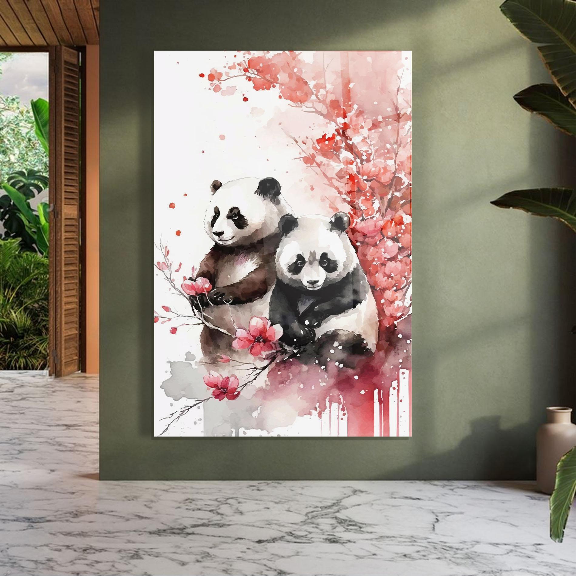 Glasbild Blossom Panda mockup 7