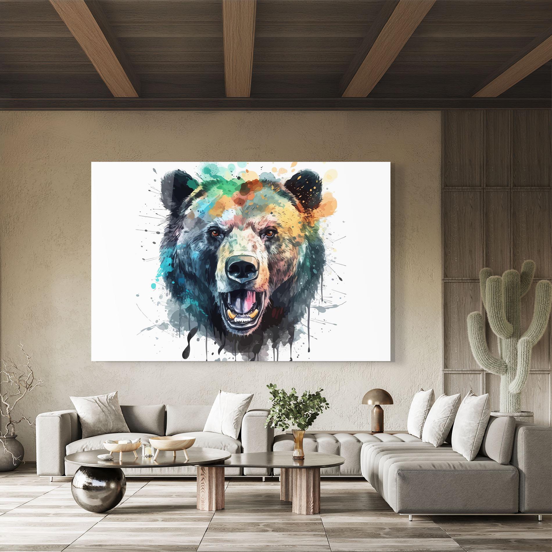 Glasbild Artistic Bear Head mockup 8