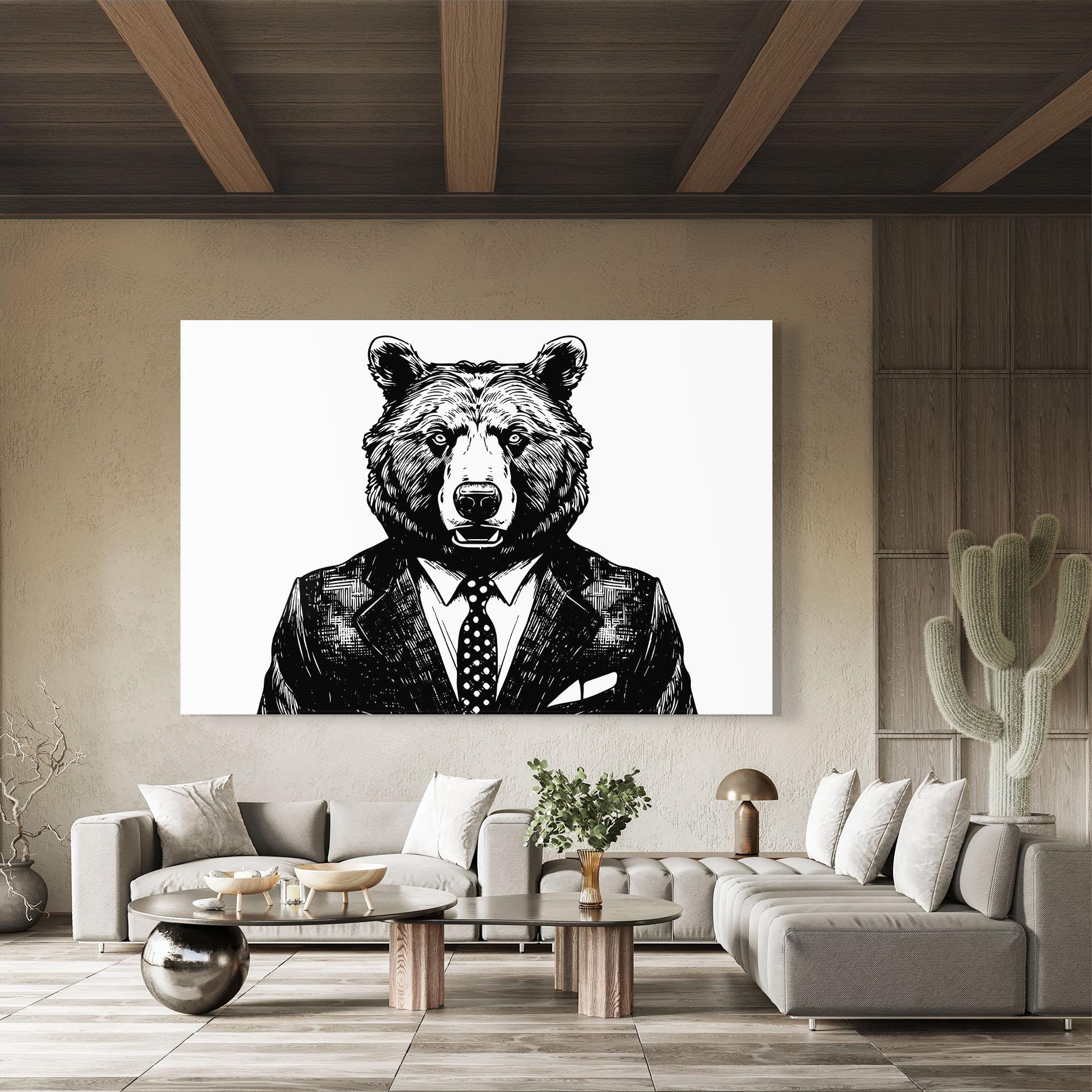 Glasbild Bear In Suit mockup 8