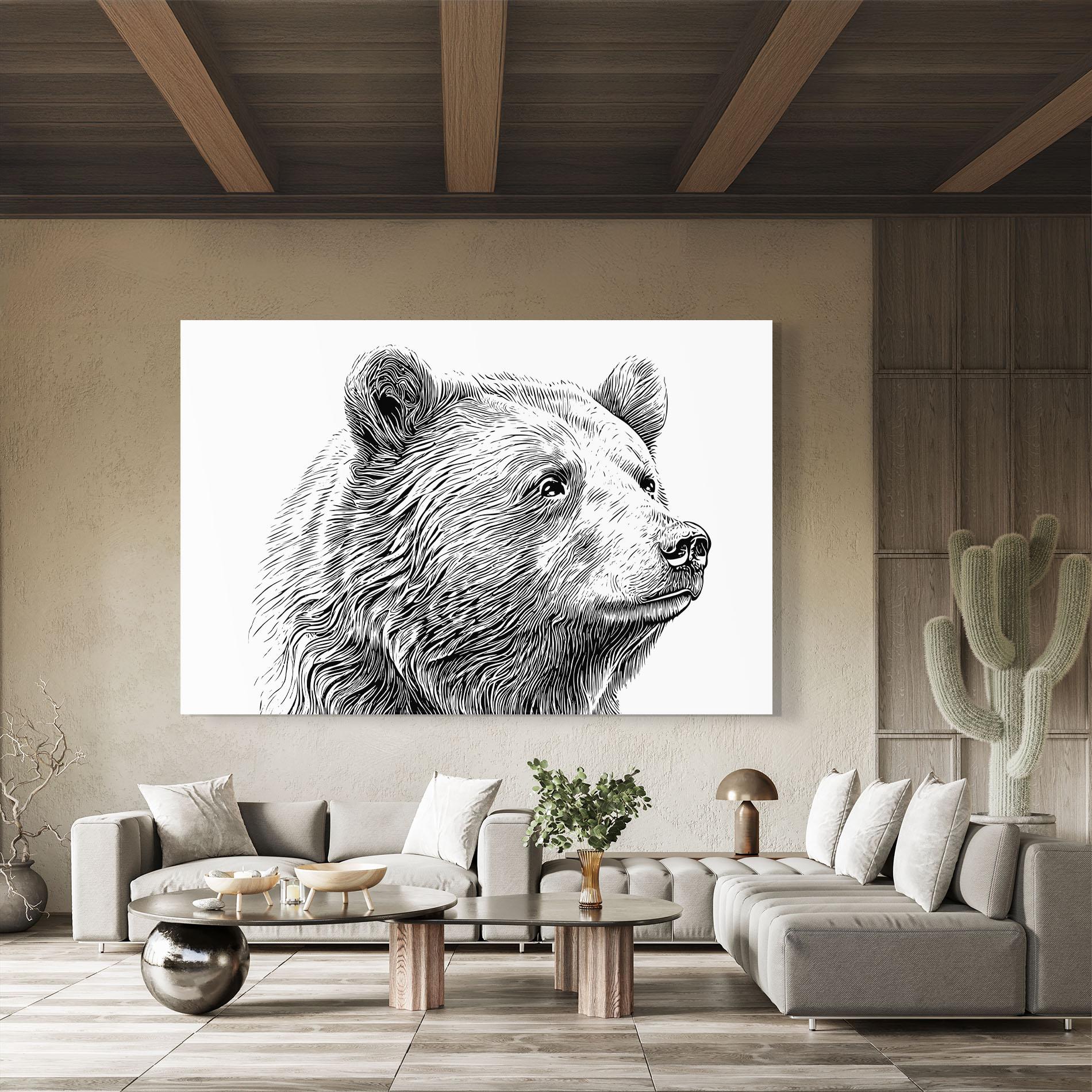 Glasbild Bear Portrait Line mockup 8