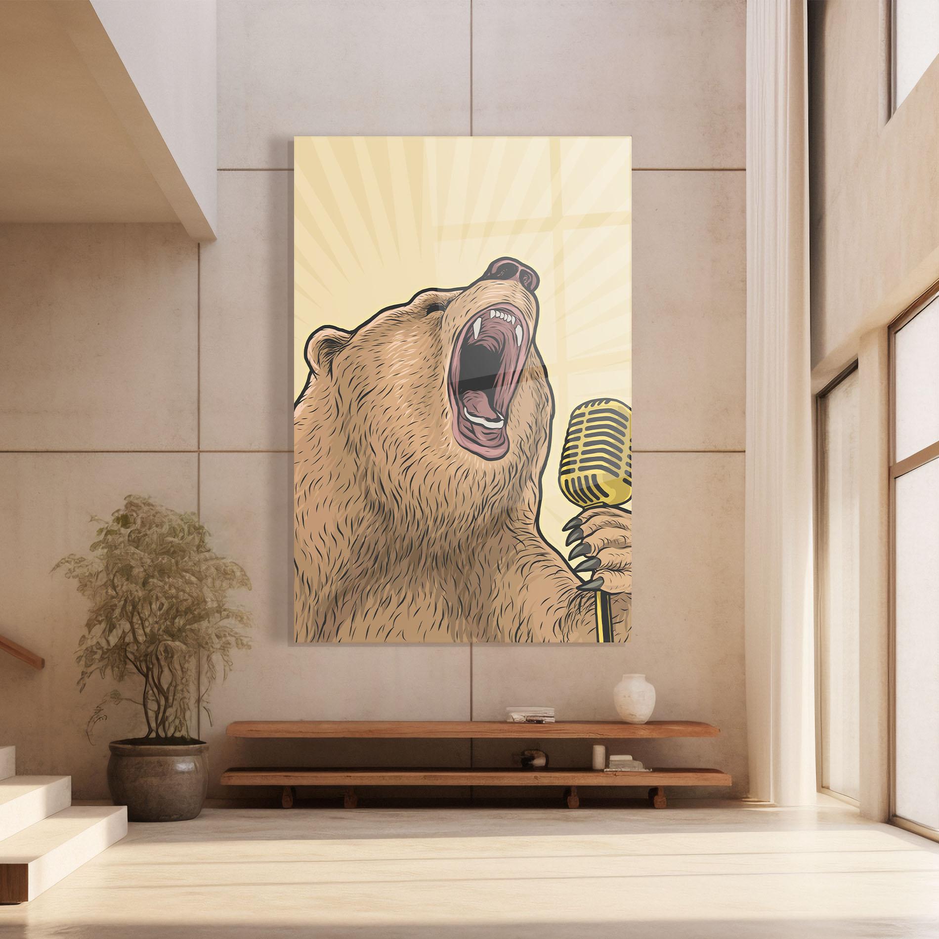 Glasbild Bear Singing mockup 8