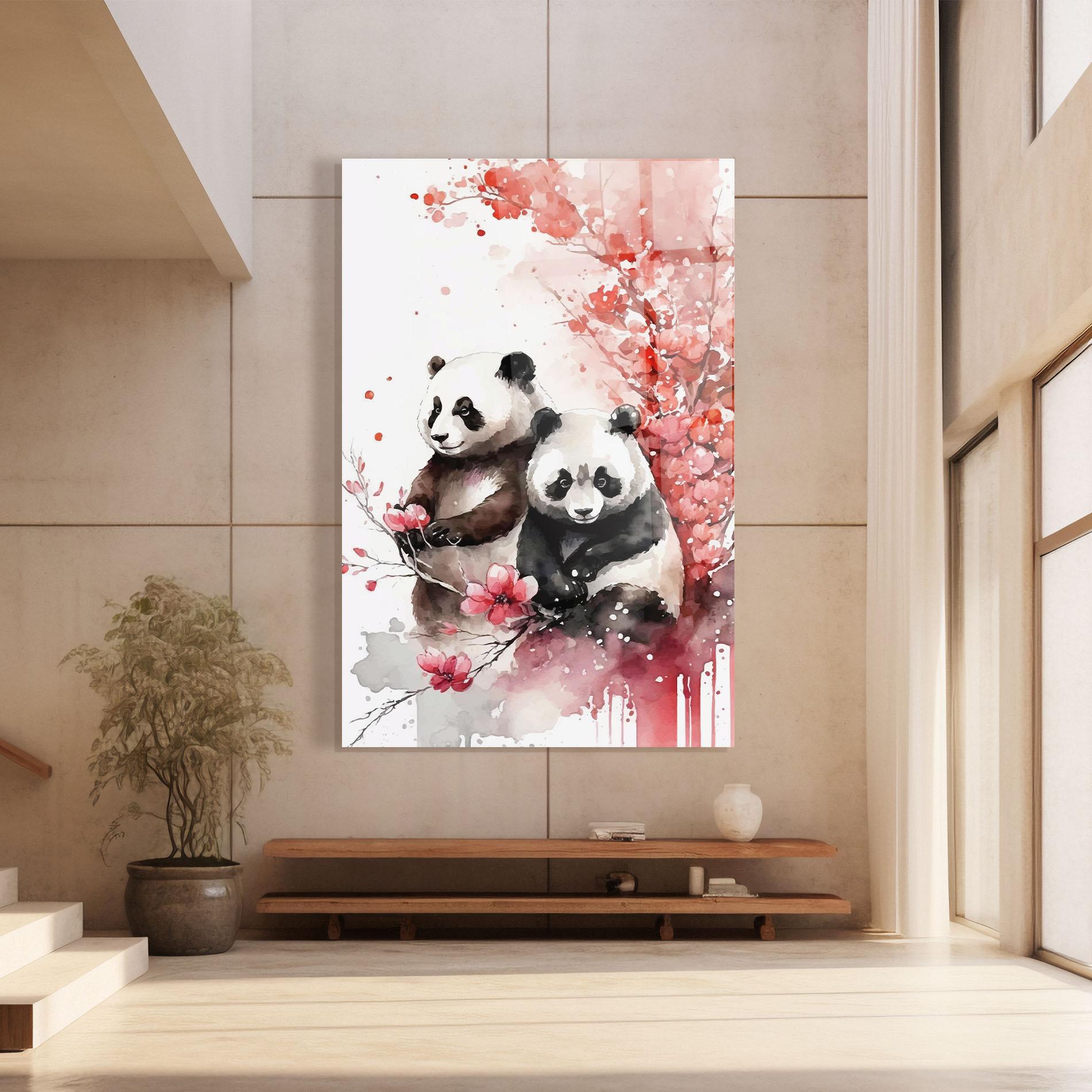 Glasbild Blossom Panda mockup 8