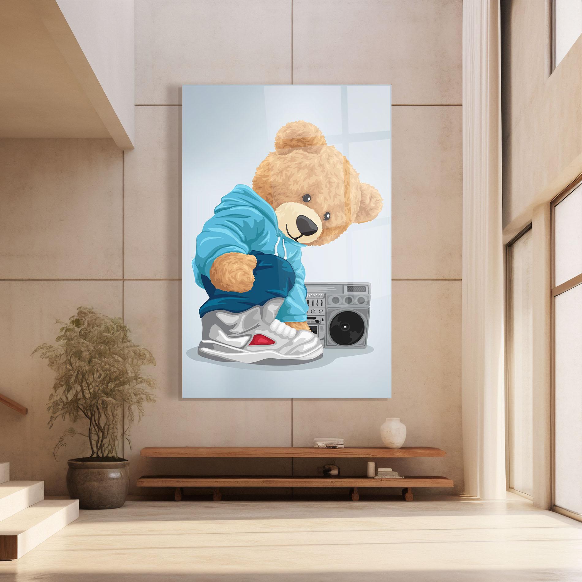 Glasbild Blue Dressed Bear mockup 8
