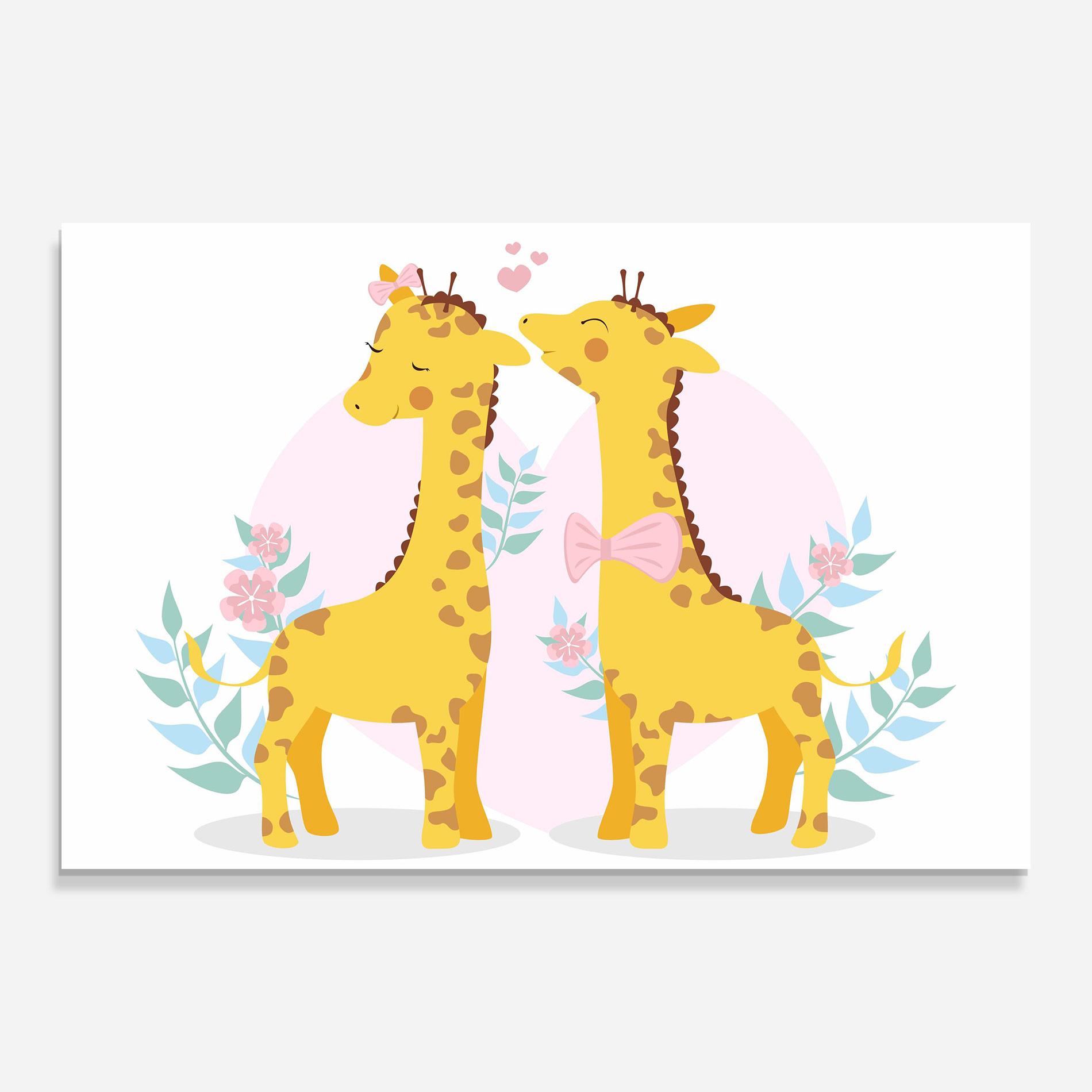 Glasbild Cute Giraffe Couple mockup 0