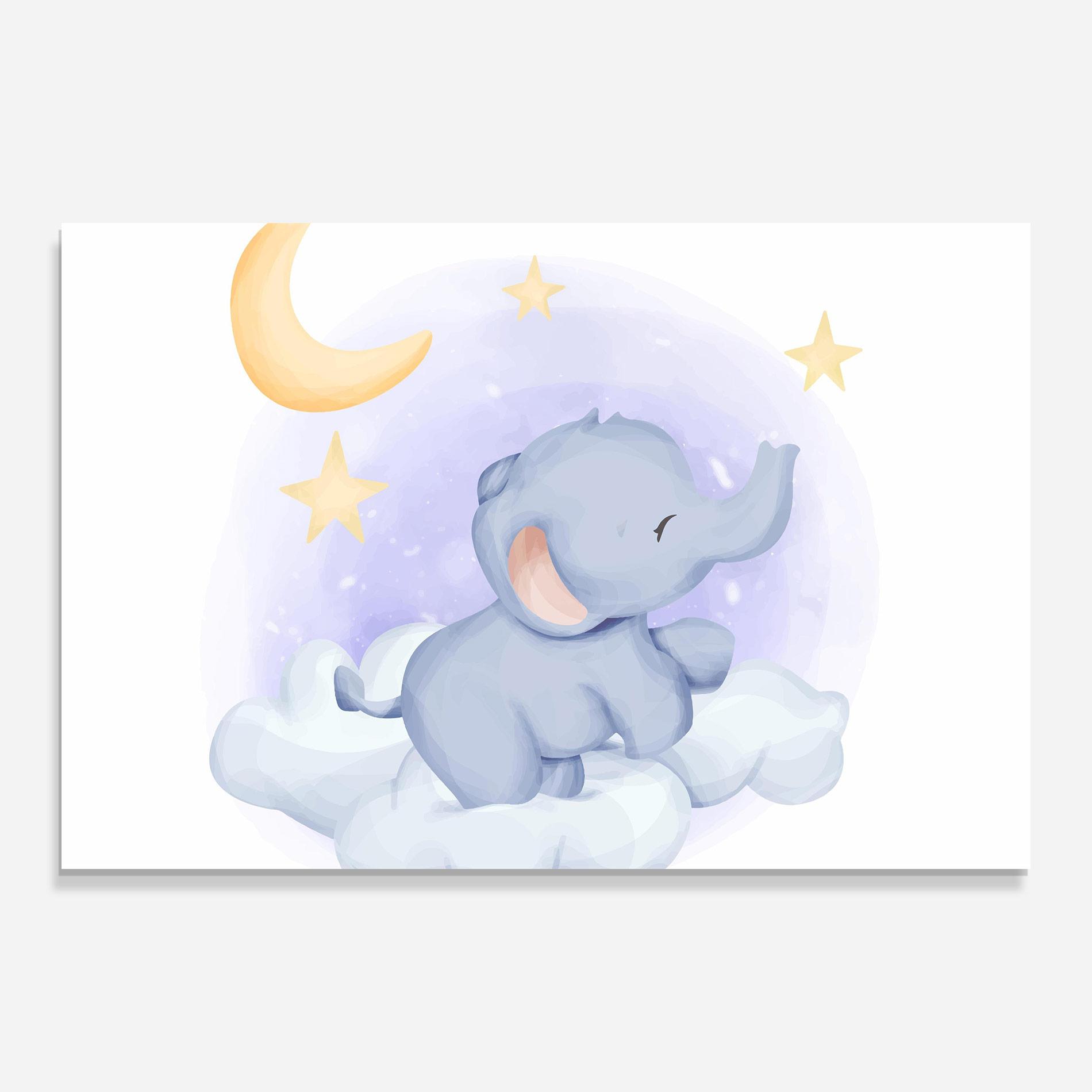 Glasbild Elephant Moon mockup 0