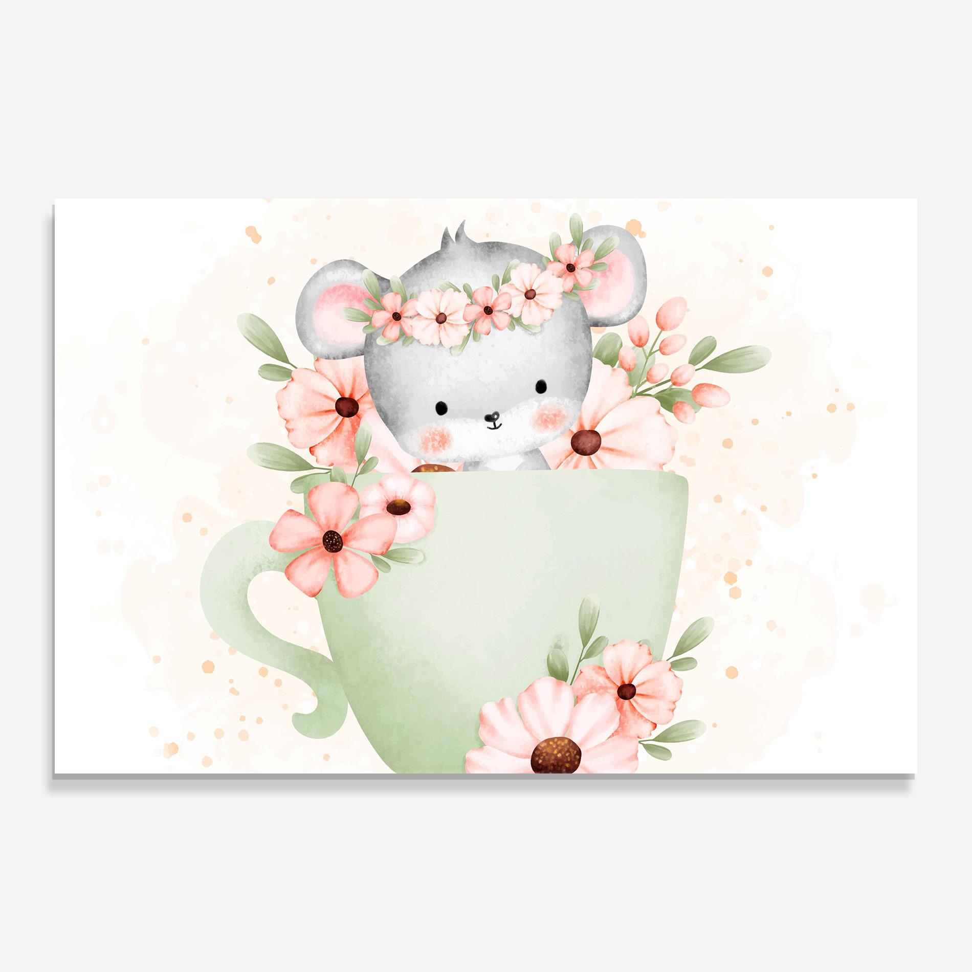 Glasbild Small Mouse Flower mockup 0
