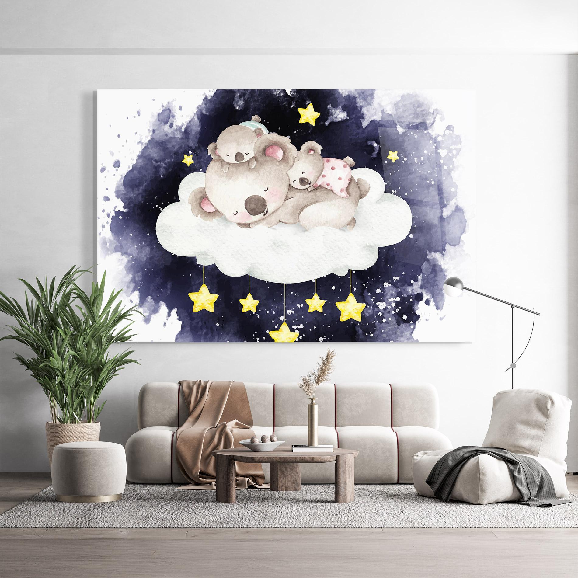 Glasbild Baby Koala Sleeping mockup 9