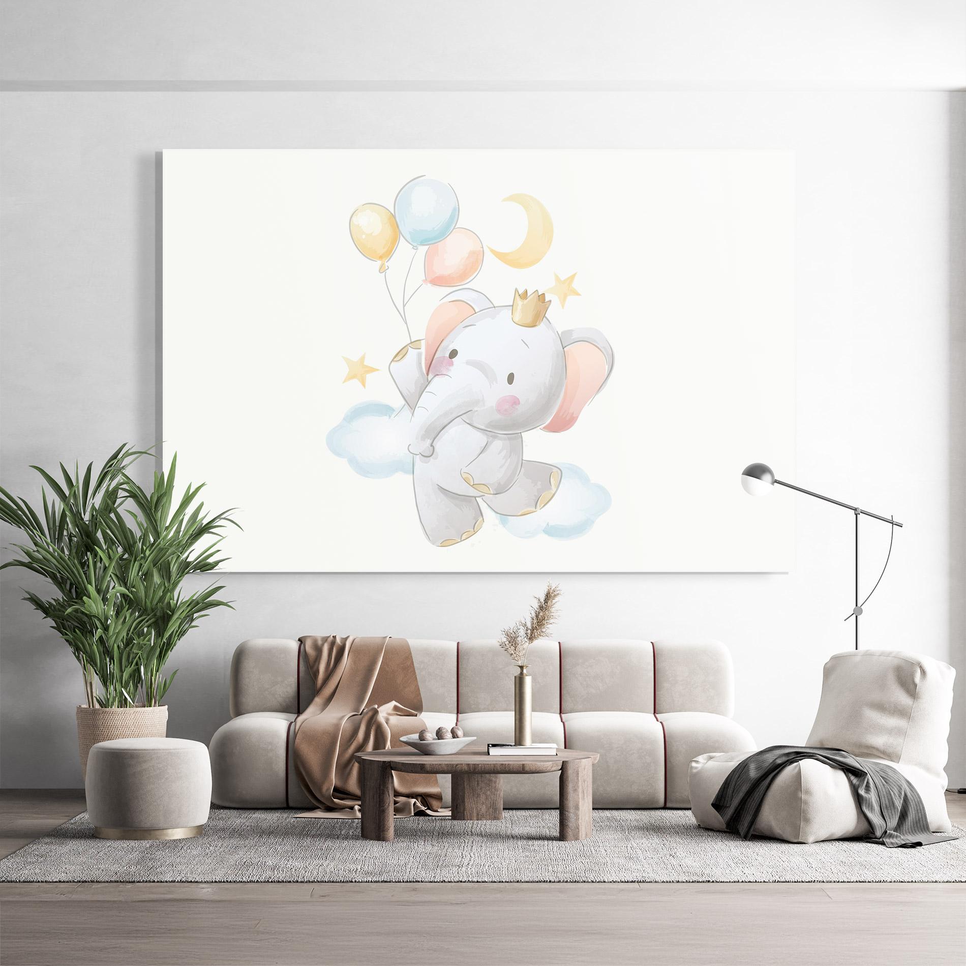 Glasbild Elephant Flying mockup 9