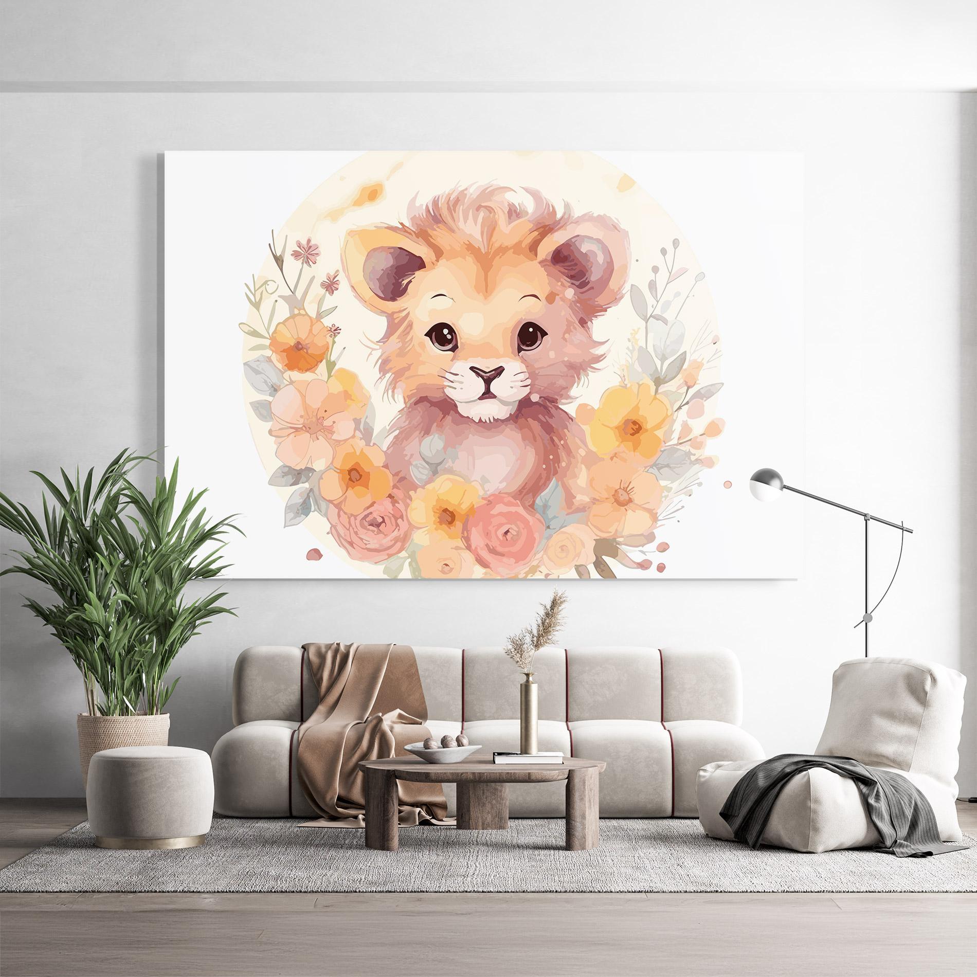 Glasbild Flower Baby Lion mockup 9
