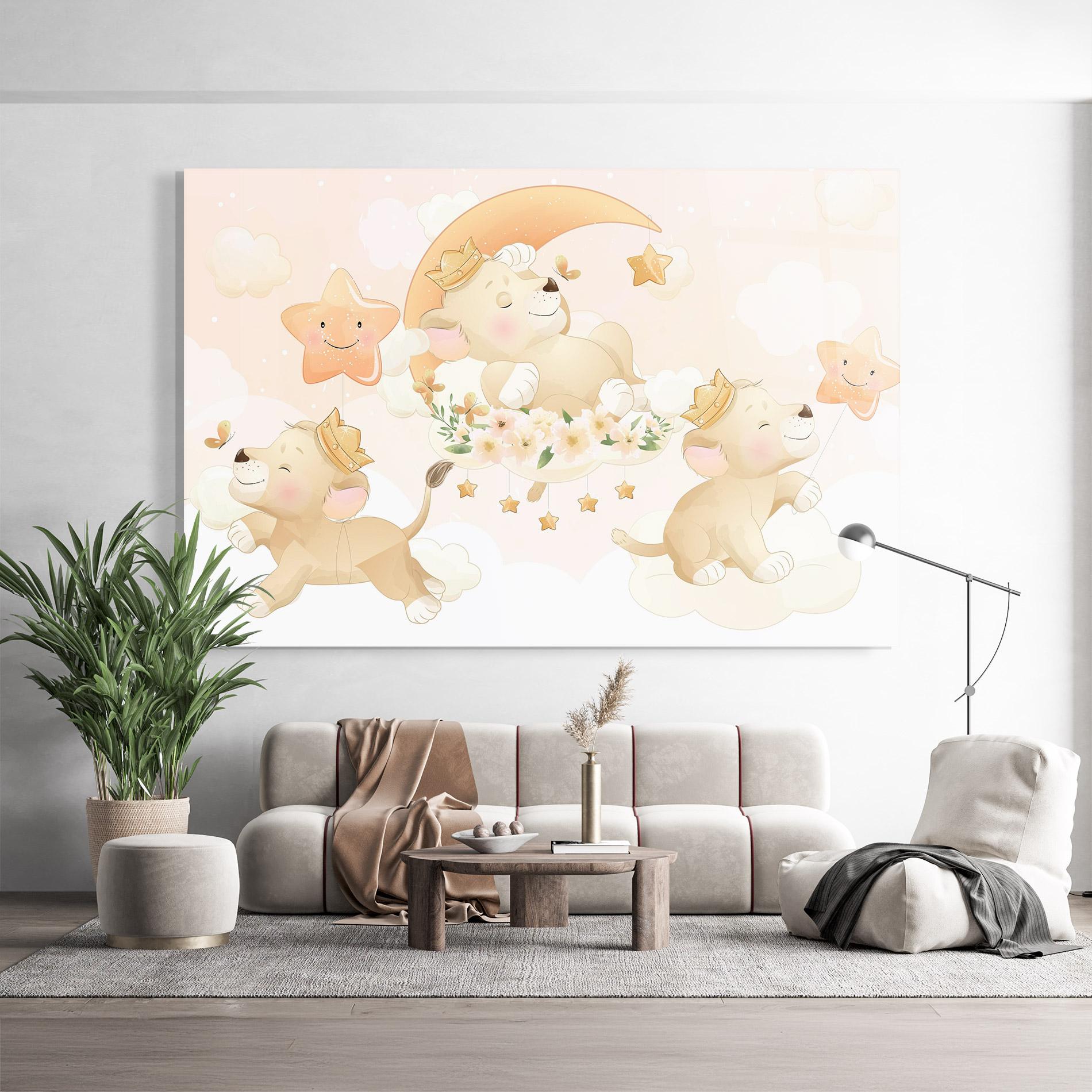 Glasbild King Lion Moon mockup 9