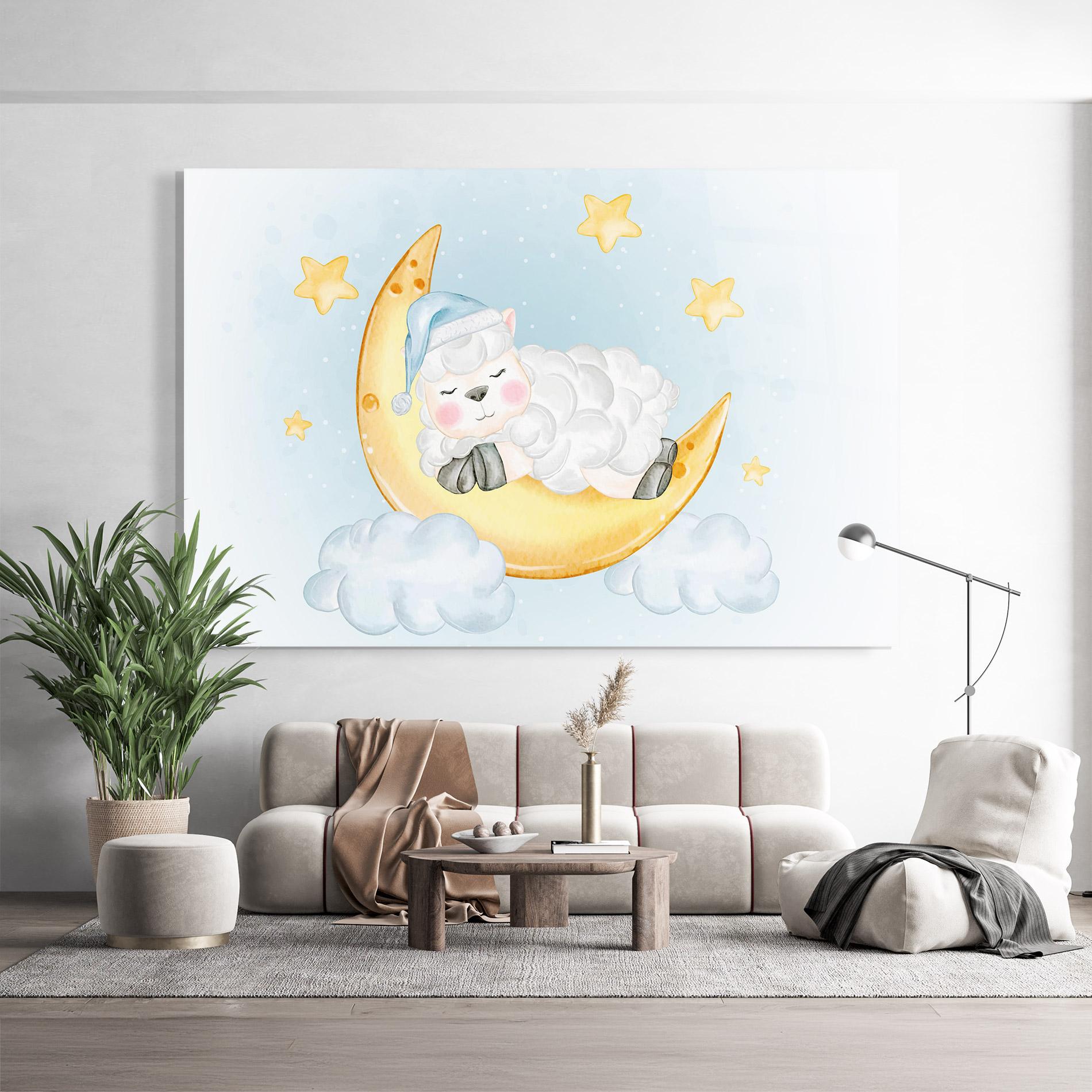 Glasbild Sheep Sleeping mockup 9