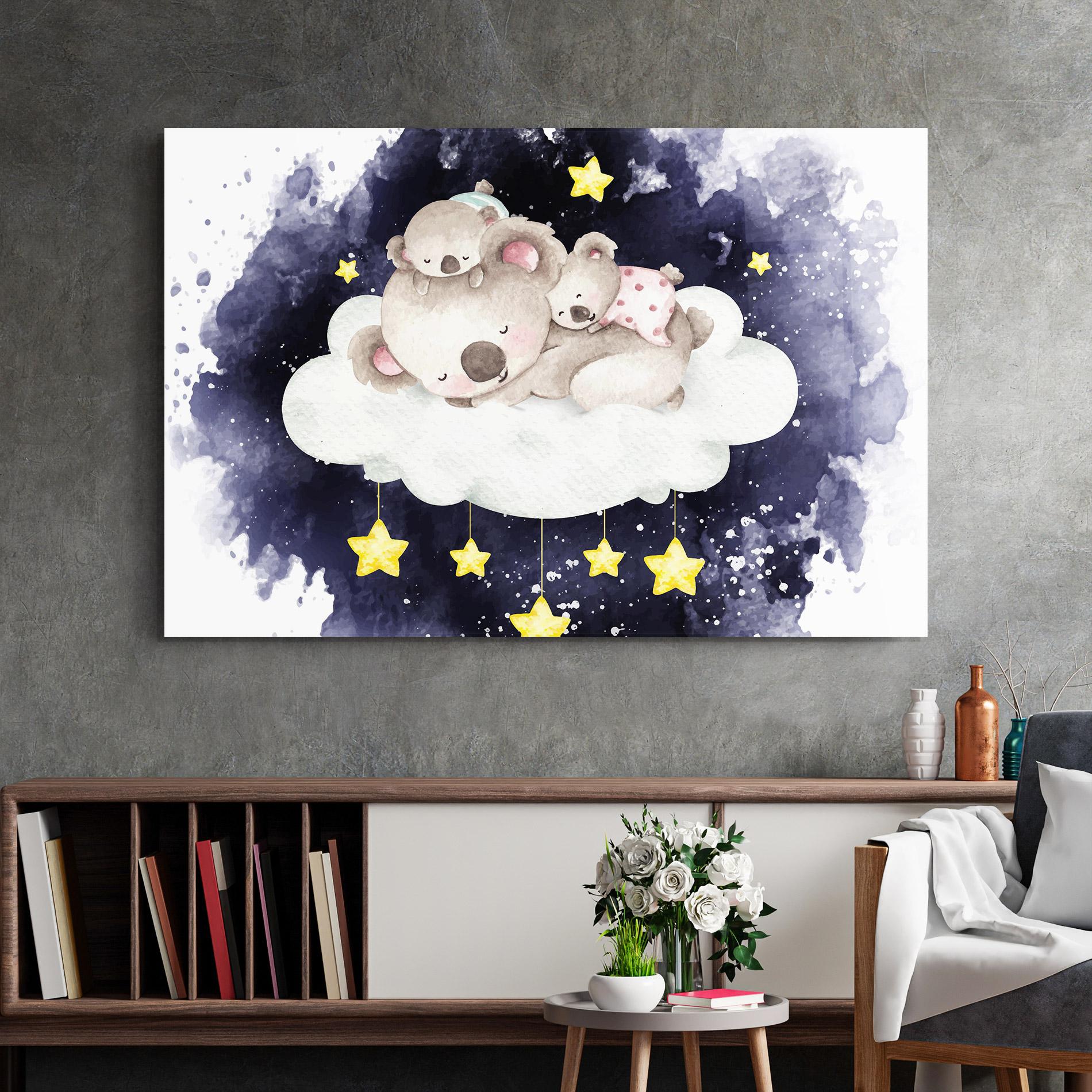 Glasbild Baby Koala Sleeping mockup 2