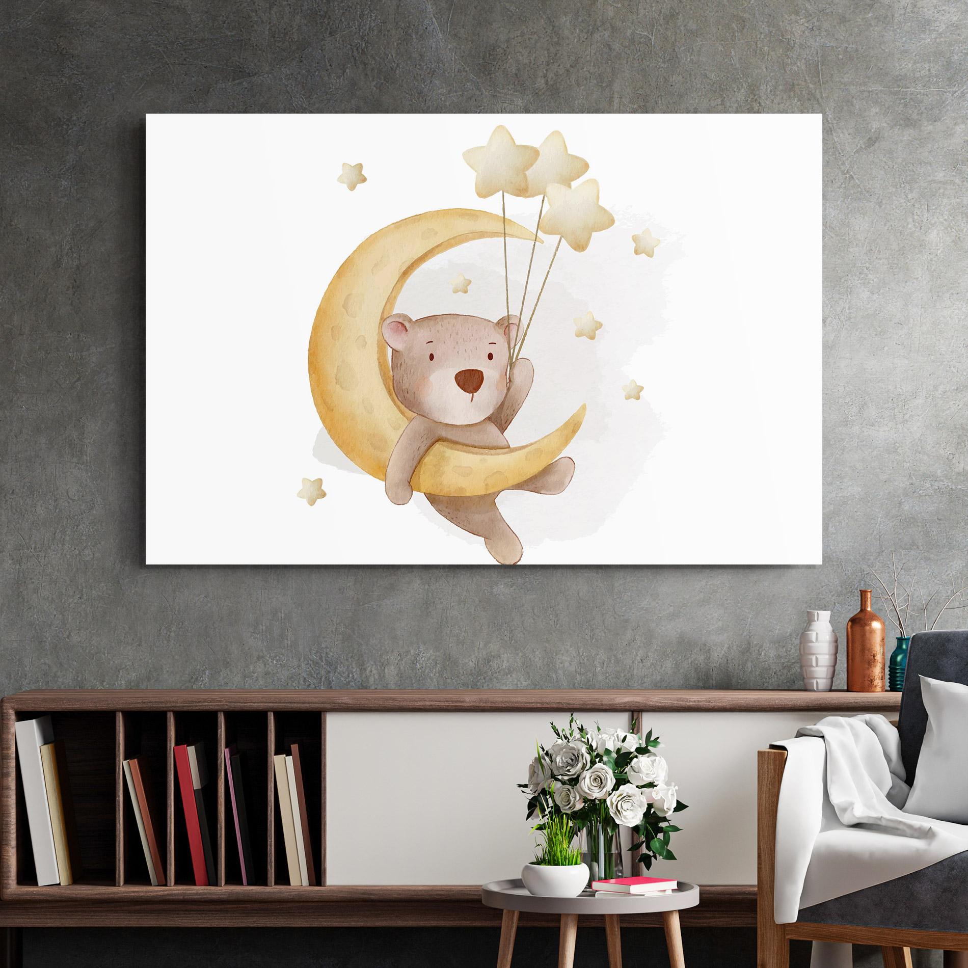 Glasbild Bear Moon mockup 2
